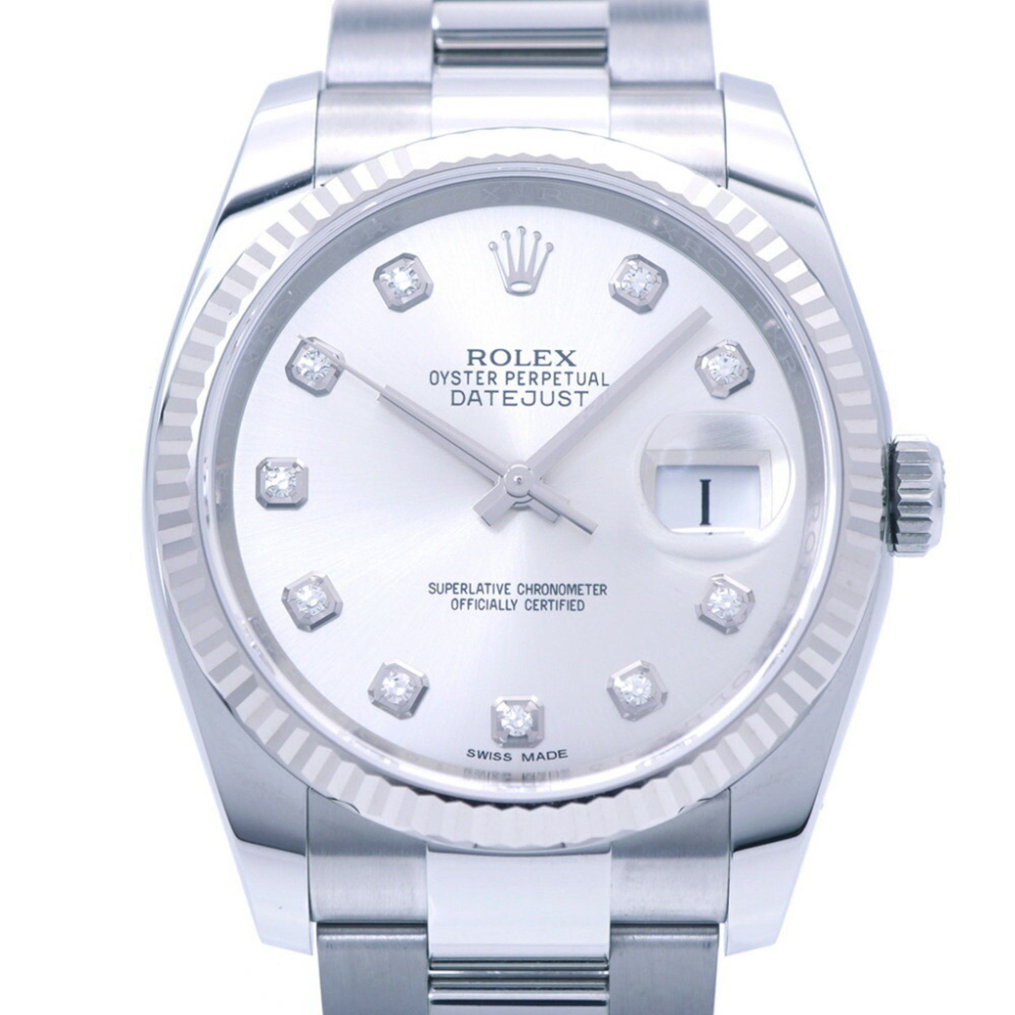 Rolex Rolex Datejust 10P Diamond 116234G Random WG/SS Wristwatch K18 White Gold Silver 1767ROLEX Men's Size ONE SIZE - 1 Thumbnail