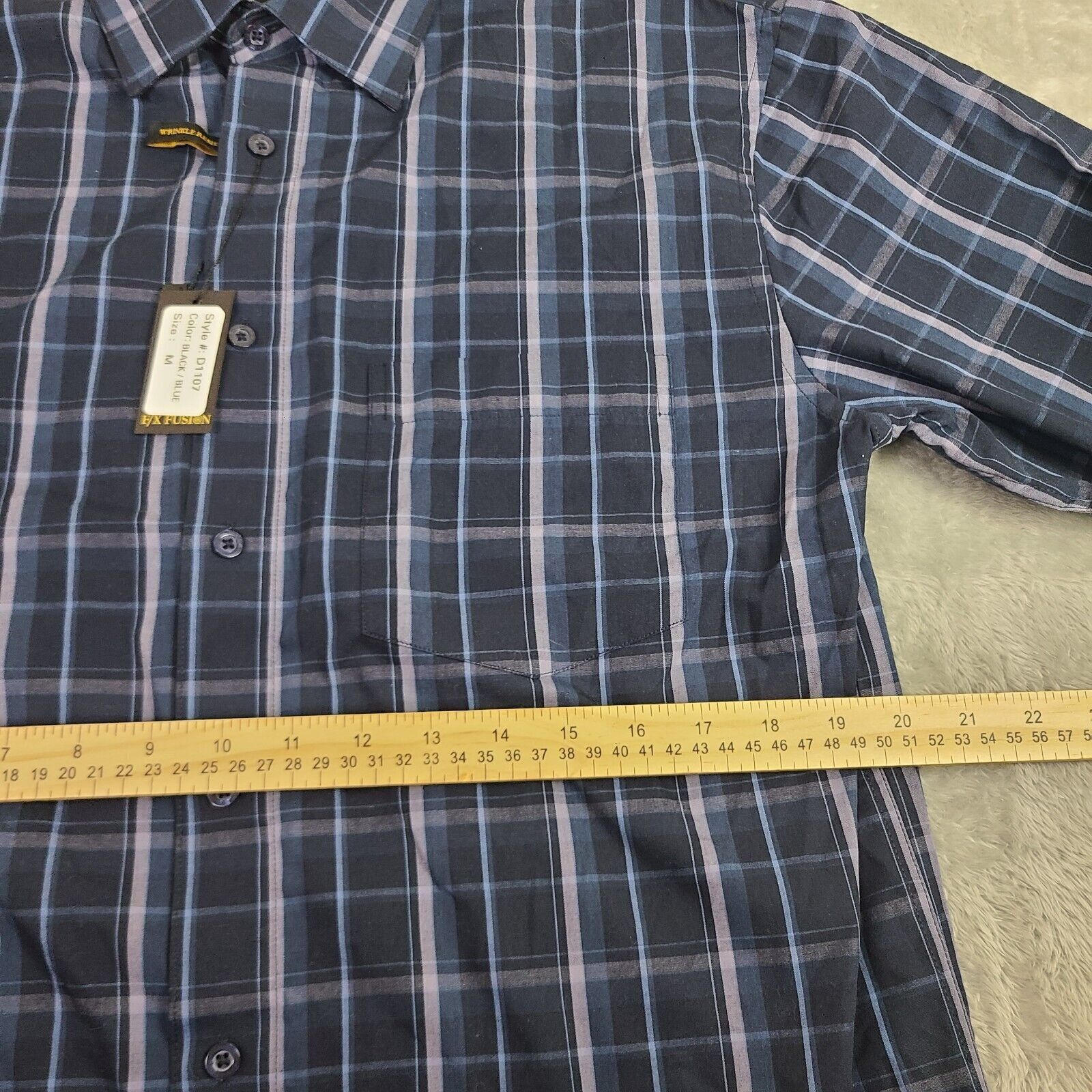 Vintage F/X FUSION Shirt Mens XL Blue/Black Plaid Long Sleeve Butto Size US M / EU 48-50 / 2 - 6 Thumbnail