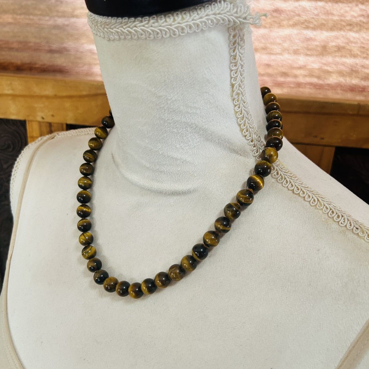 Handmade Handcrafted genuine stone tigers eye beaded necklace Size ONE SIZE - 3 Thumbnail