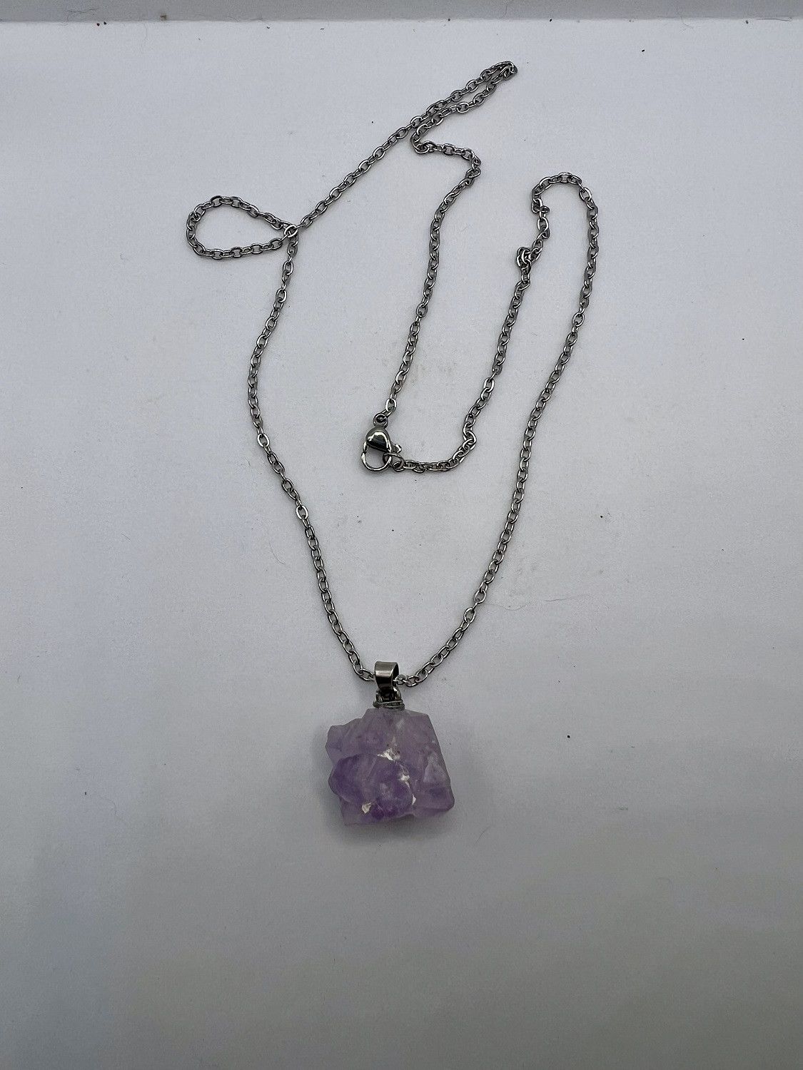 Handmade Amethyst Silver Chain Necklace Size ONE SIZE - 4 Thumbnail