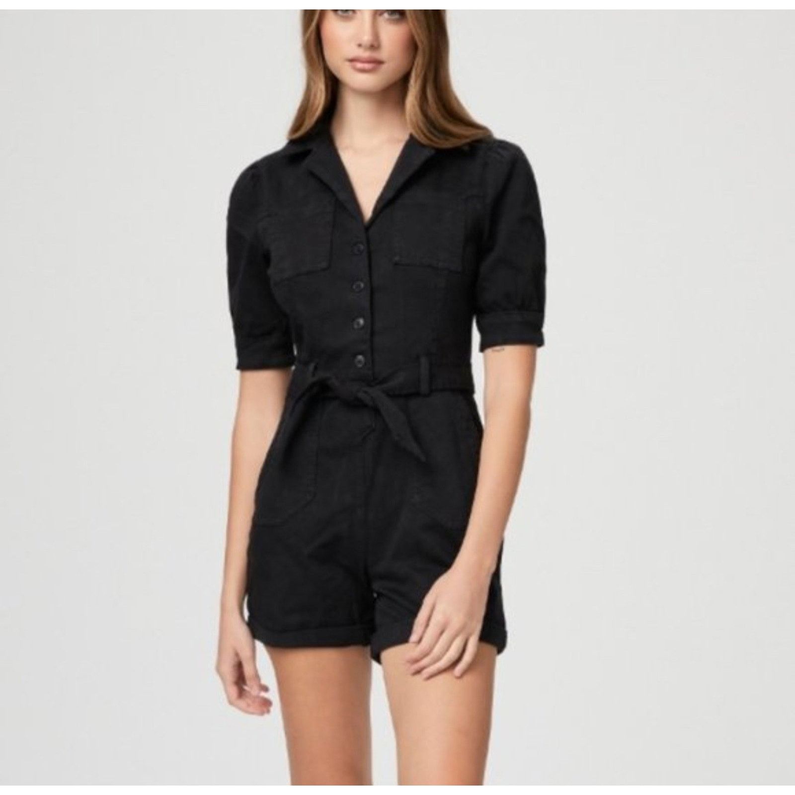 Paige Paige Mayslie Twill Short Sleeve Romper Stretchy 6 Size 28" / US 6 / IT 42 - 5 Thumbnail