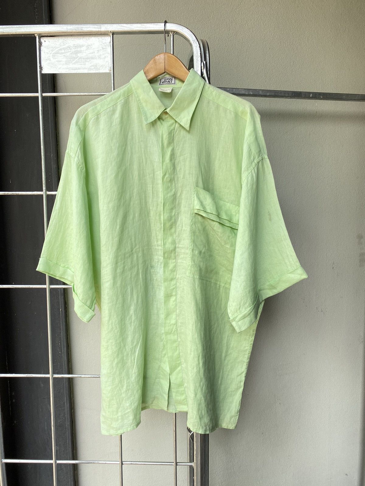 Versace vintage neon green shirt