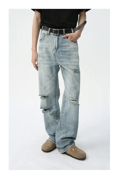 VIBE American street cool damaged washed distressed jeans Size US 32 / EU 48 - 8 Thumbnail