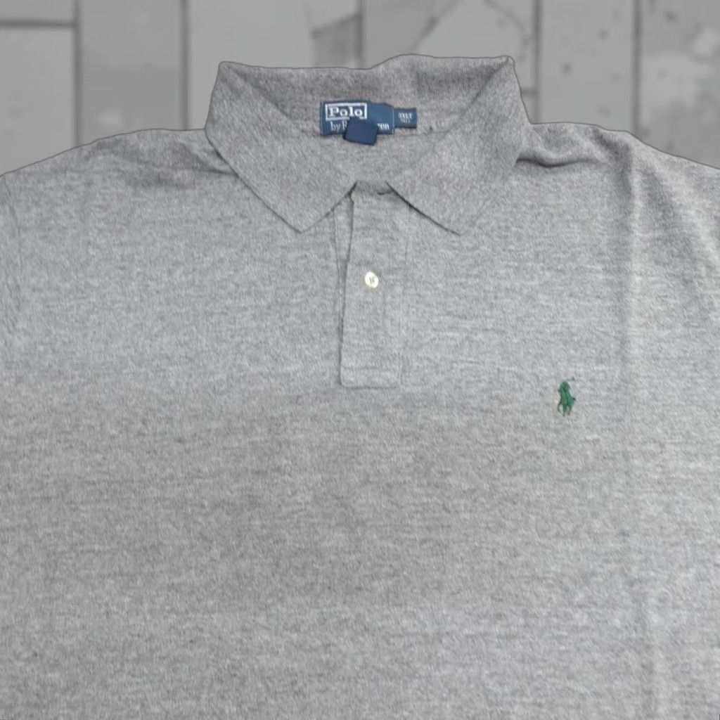 Polo Ralph Lauren VINTAGE Polo Ralph Lauren Polo Shirt 3XLT Gray Heather Solid Pique Cotton Men Big & Tall Short Sleeve Collared Button Knit Embroidered Classic Shirt Size US XXL / EU 58 / 5 - 1 Thumbnail