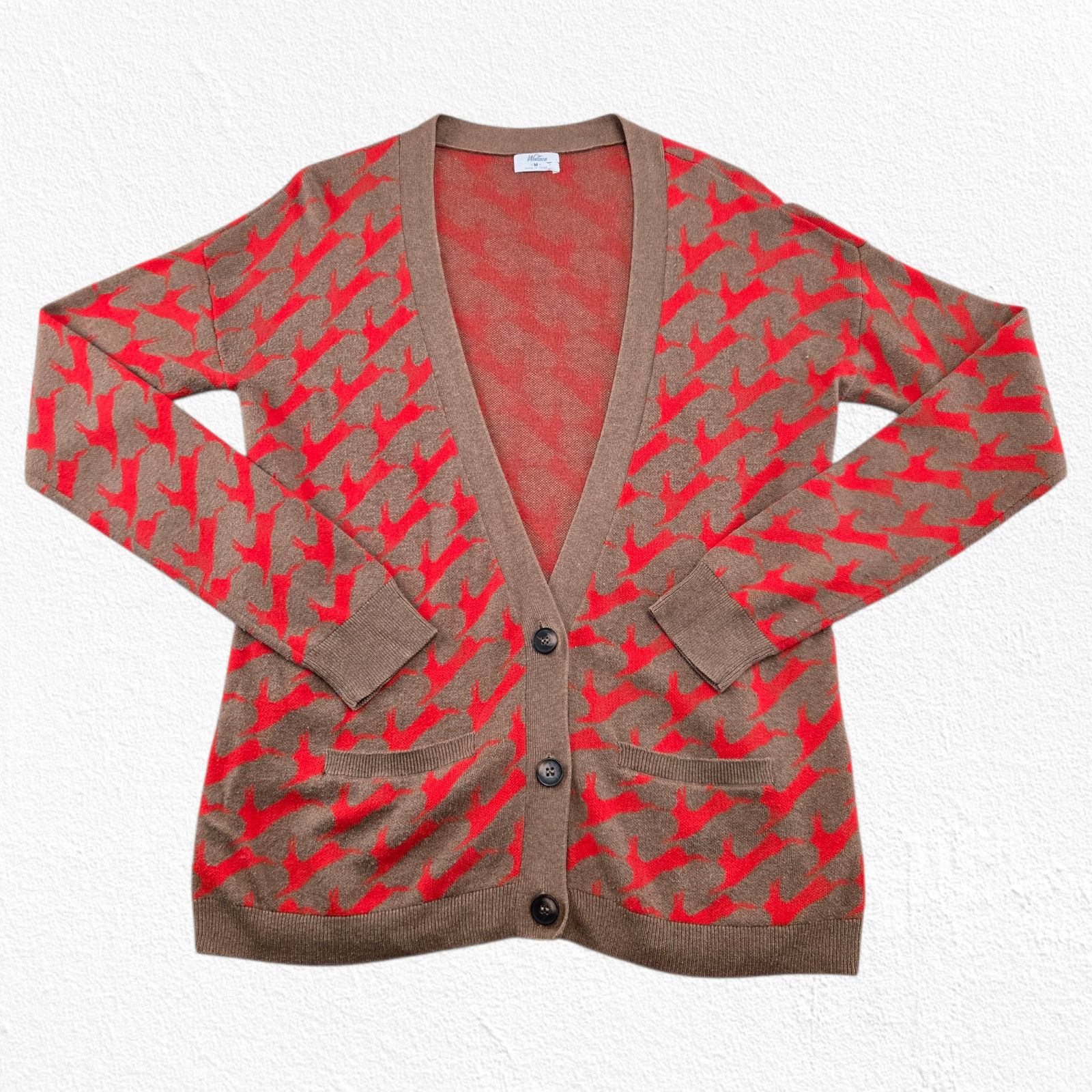 Other Brown Red Rabbit Print Cardigan Sweater Size Medium Size M / US 6-8 / IT 42-44 - 2 Thumbnail
