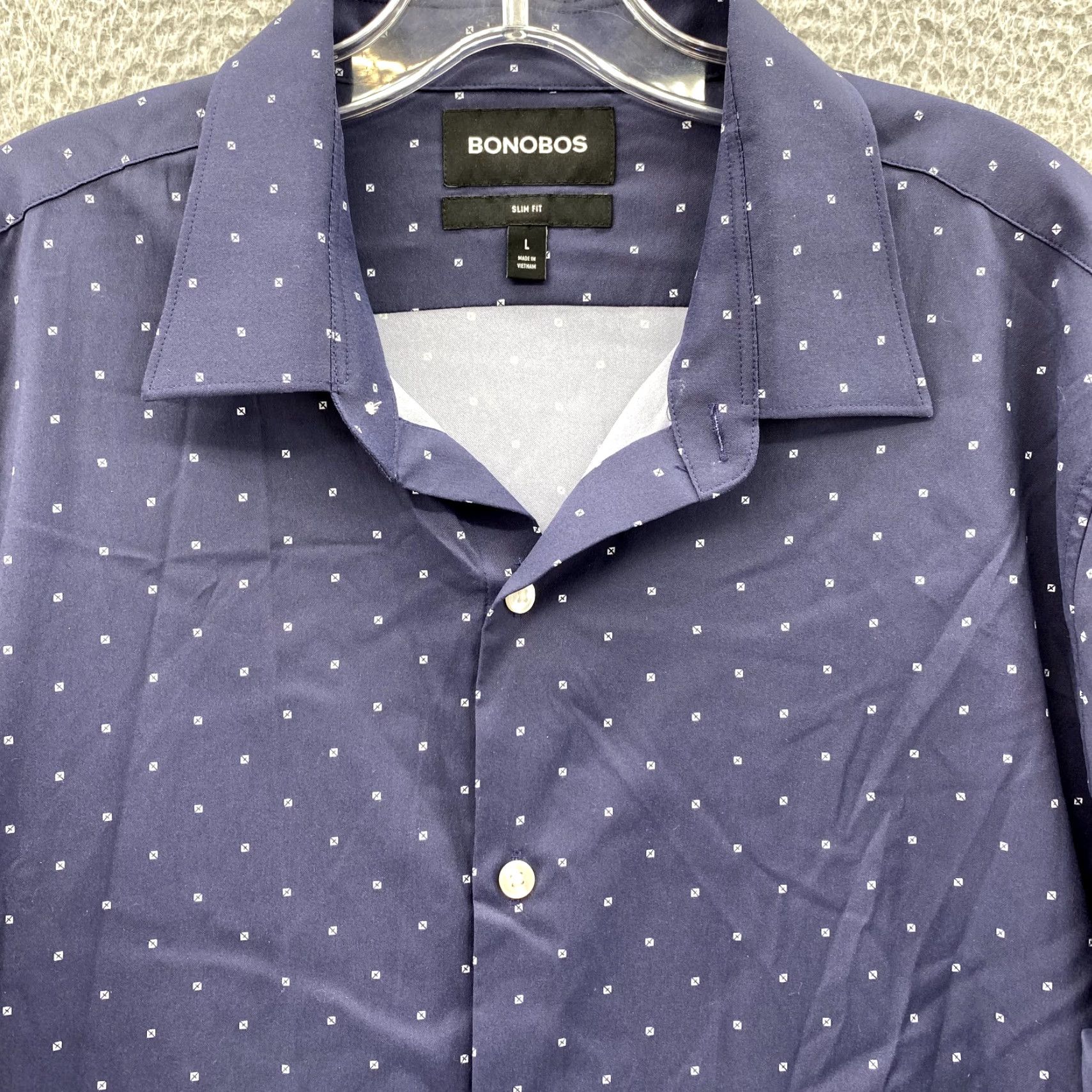 Bonobos Bonobos Dress Shirt Men's Large Navy Dot Preppy Corpcore Career Academia Office Shirt Size 42R - 2 Thumbnail
