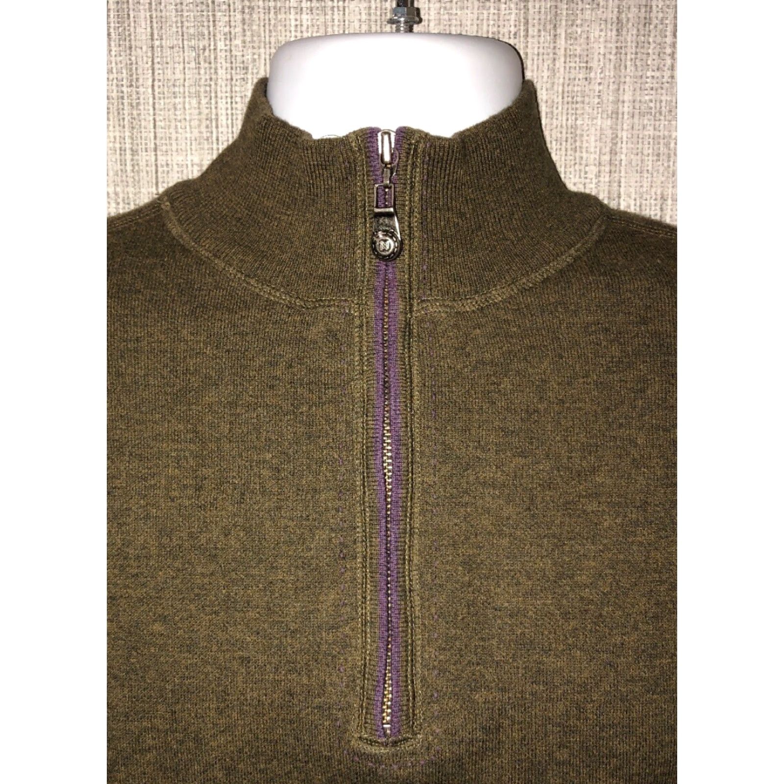 Nat Nast Nat Nast Mens 1/4 Zip Cotton/Nylon Sweater Size L Green Sweater Mens L 1/4 Zip Cotton Blend Size US L / EU 52-54 / 3 - 3 Thumbnail