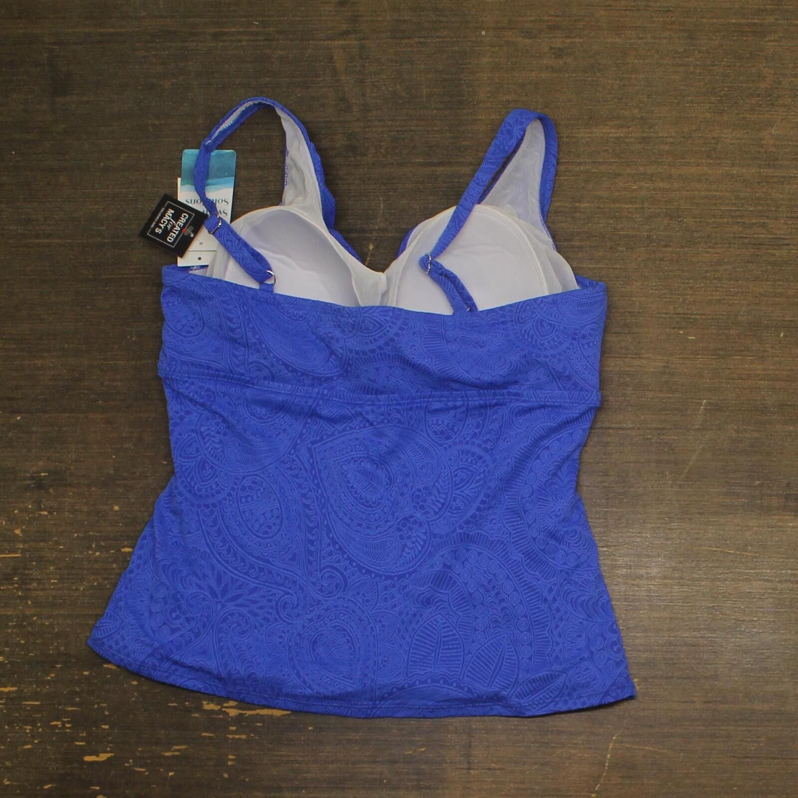 Other Swim Solutions Tankini Jacquard Swim Top Blue Paisley 16 Size ONE SIZE - 2 Thumbnail