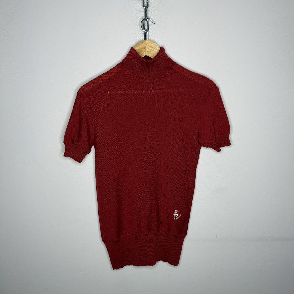 Balenciaga Balenciaga Knit Top Turtleneck Wool Red Distressed Size M / US 6-8 / IT 42-44 - 1 Thumbnail