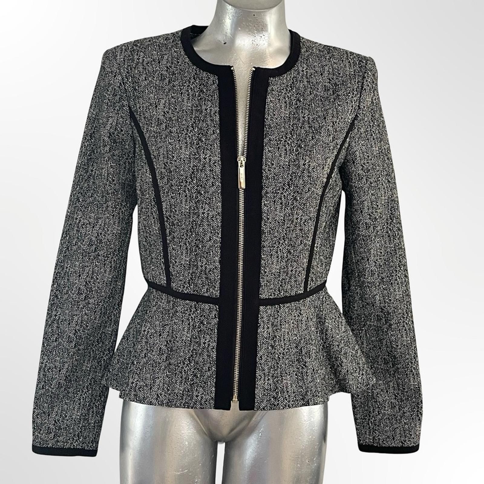DKNY DKNY Black and Gray Textured Blazer in Size 6 - NWOT Size M / US 6-8 / IT 42-44 - 4 Thumbnail