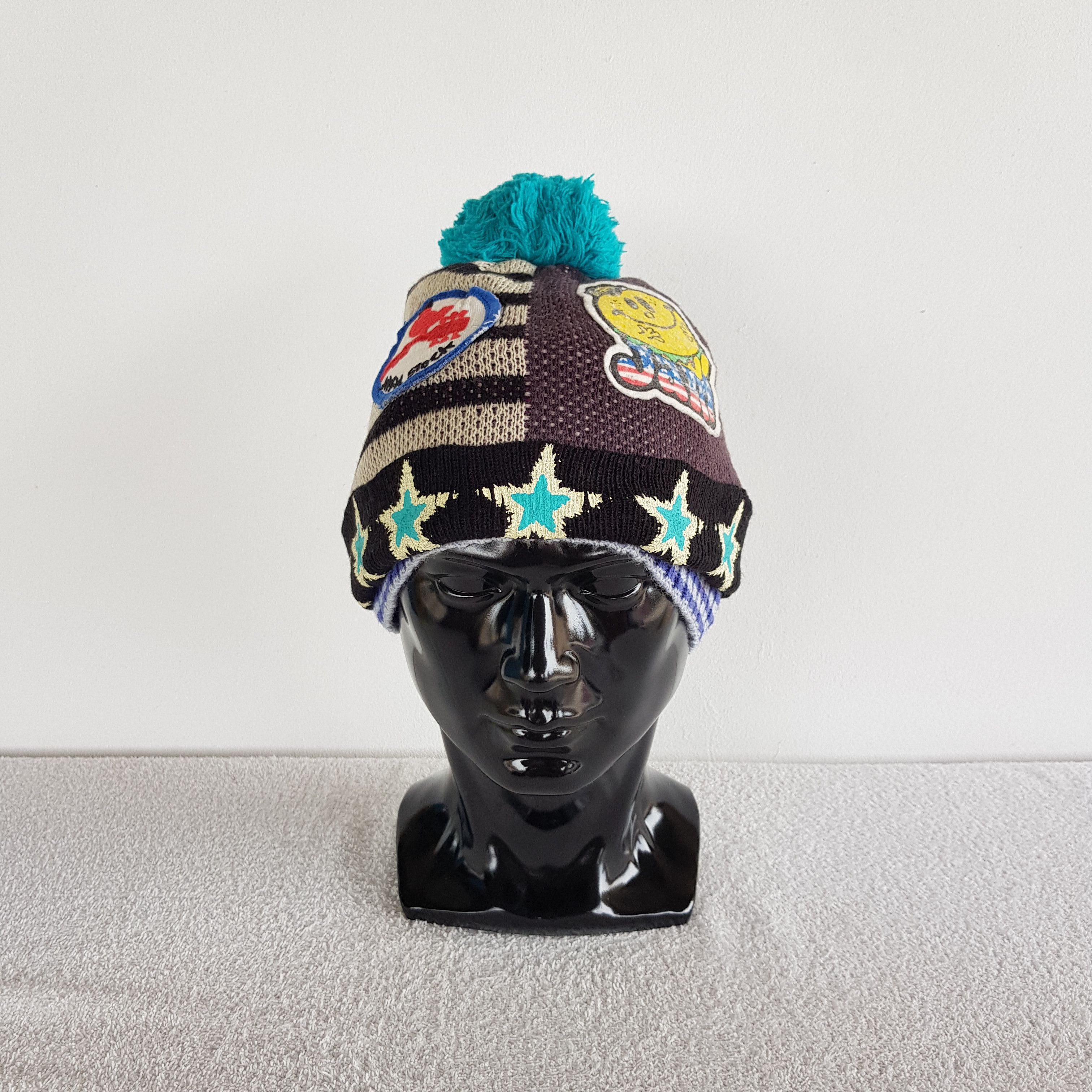 Grand Slam Vintage Woodstock Beanie Doubleside Pom Pom Snow Cap Hats. Size ONE SIZE - 2 Thumbnail