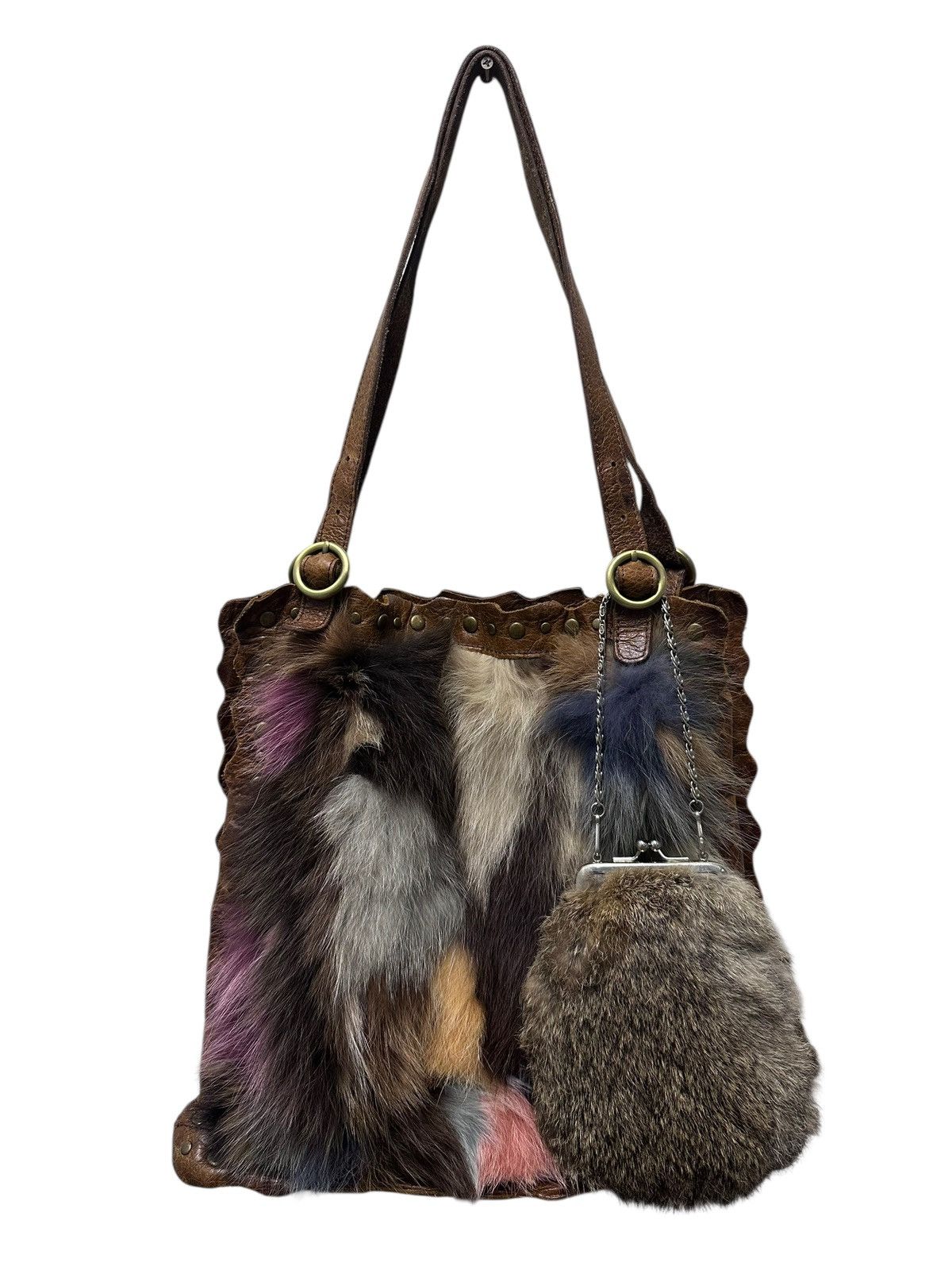 Japanese Brand RARE ‼️ Leather Crocodile Fur Multicolor Handbag Size ONE SIZE - 2 Thumbnail