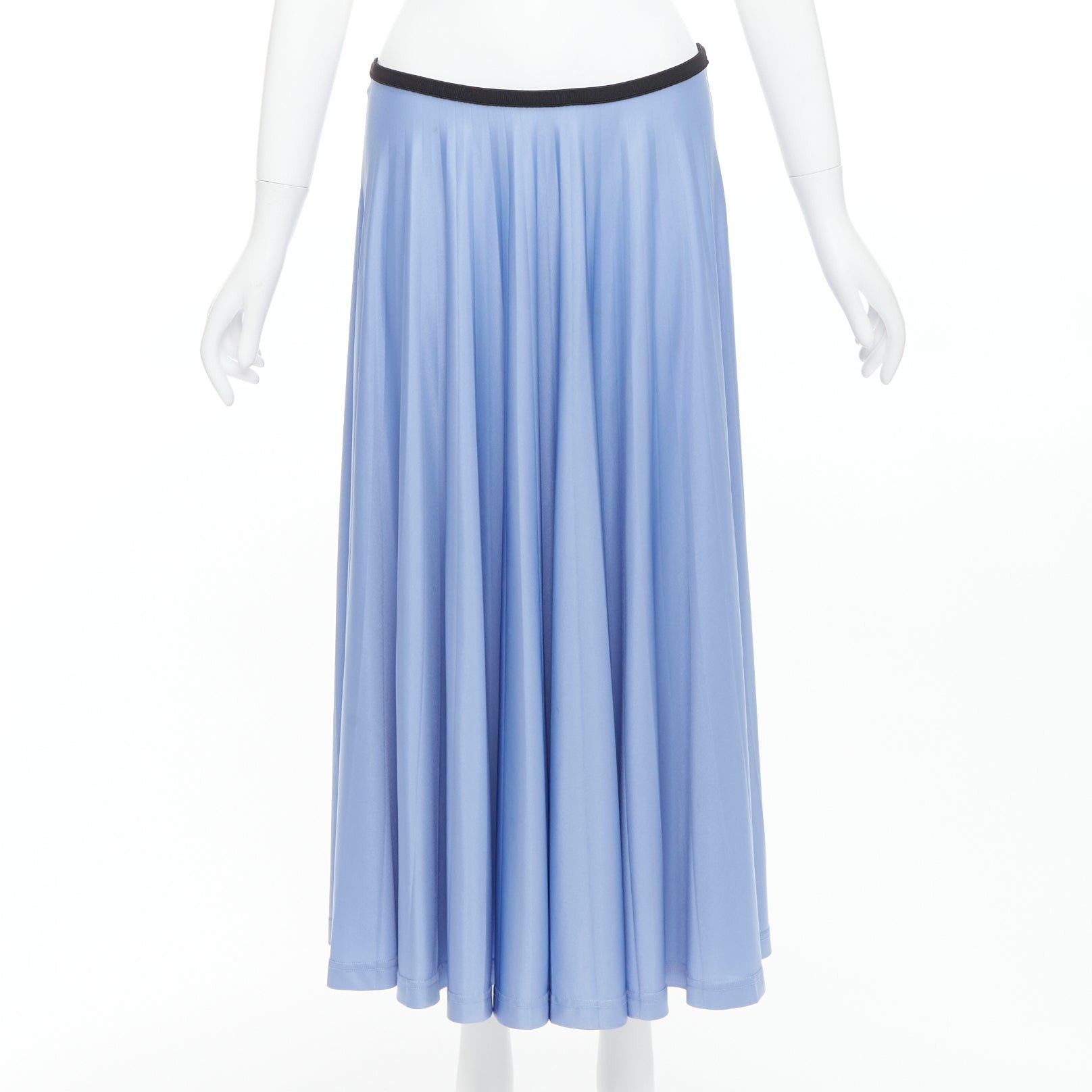 Celine OLD CELINE Phoebe Philo sky blue pleated black waistband skirt FR34 XS Size 26" / US 2 / IT 38 - 1 Thumbnail