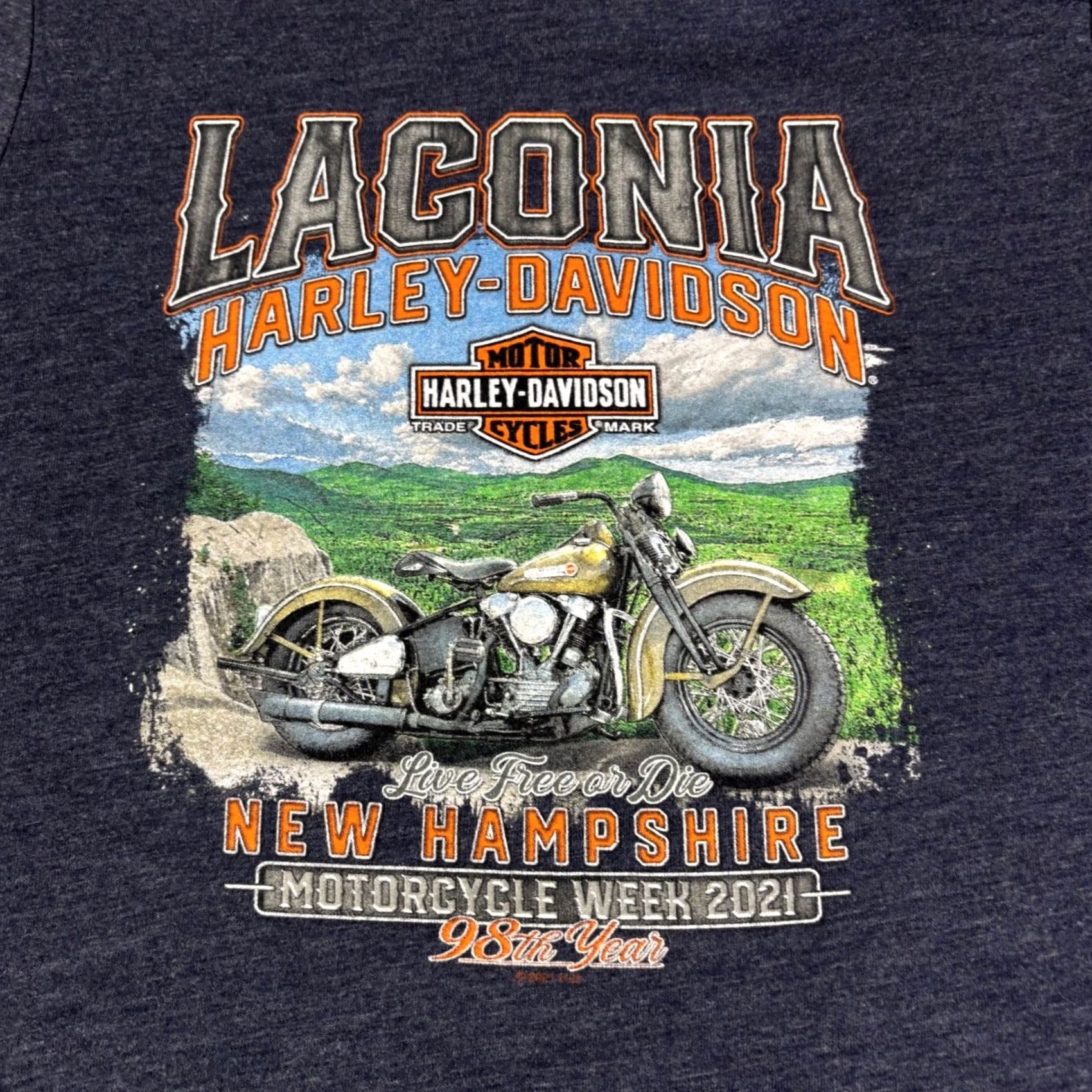 Harley Davidson Harley-Davidson Womens T-Shirt Blue Small 98th Year Laconia Motorcycle Week Shirt Slim Short Sleeve Scoop Neck Gender: Women Size S / US 4 / IT 40 - 8 Thumbnail