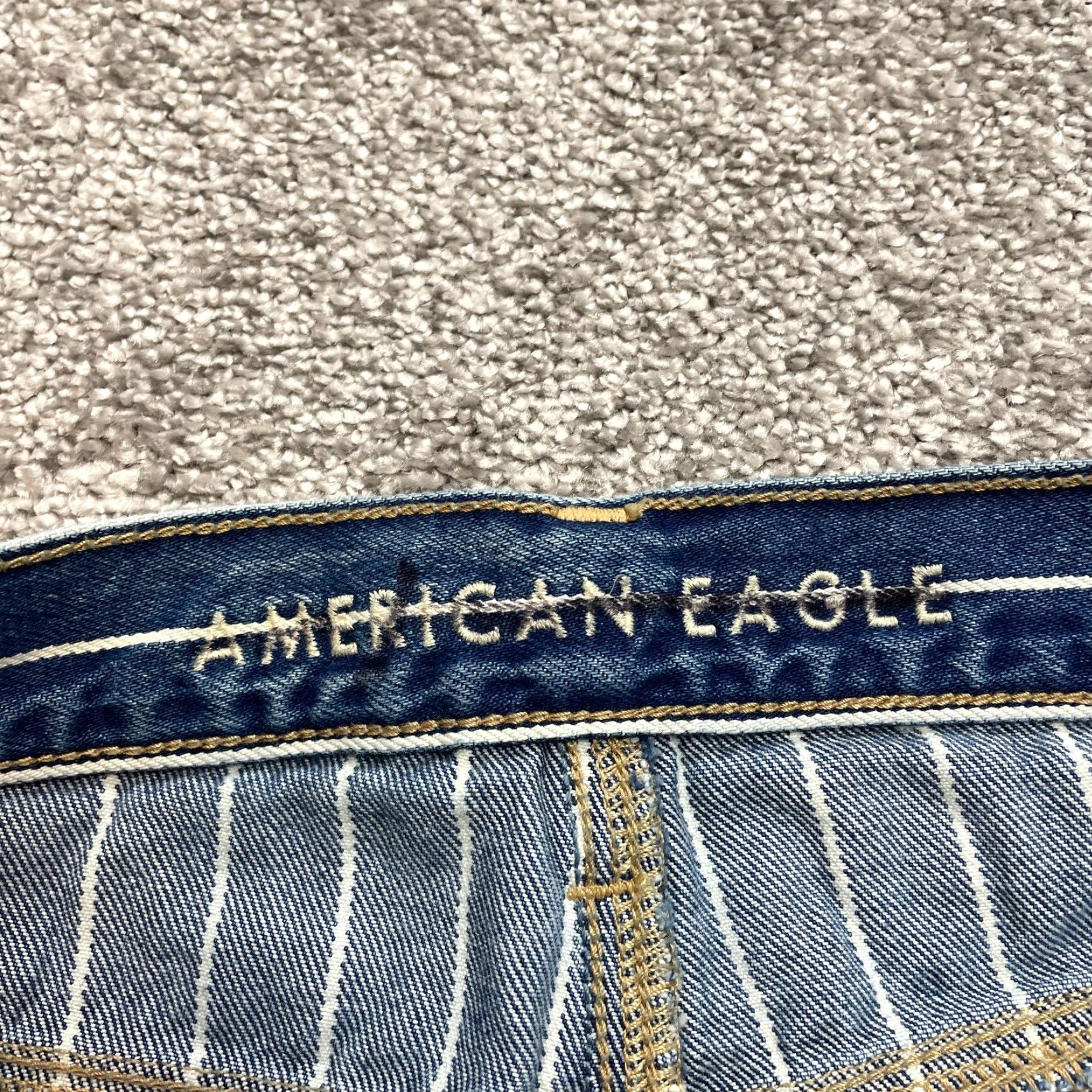 American Eagle Outfitters American Eagle Mom Jeans Womens 6 Blue Denim Dark Wash Striped Straight 29x28 Size 29" - 7 Thumbnail