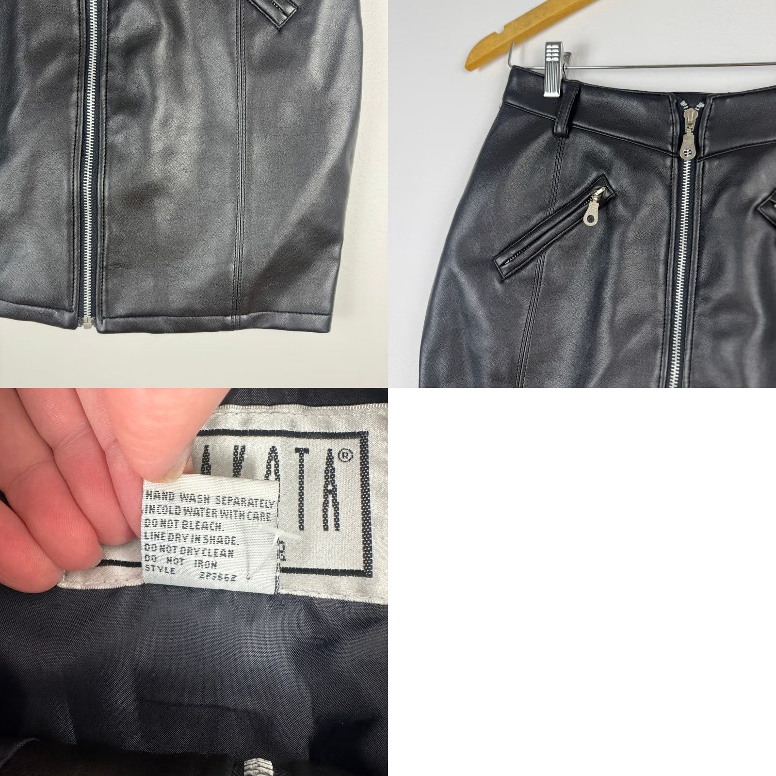 BB Dakota VINTAGE B B Dakota Mini Skirt Black Y2K Grunge Leather Zipper Size 27" / US 4 / IT 40 - 8 Thumbnail