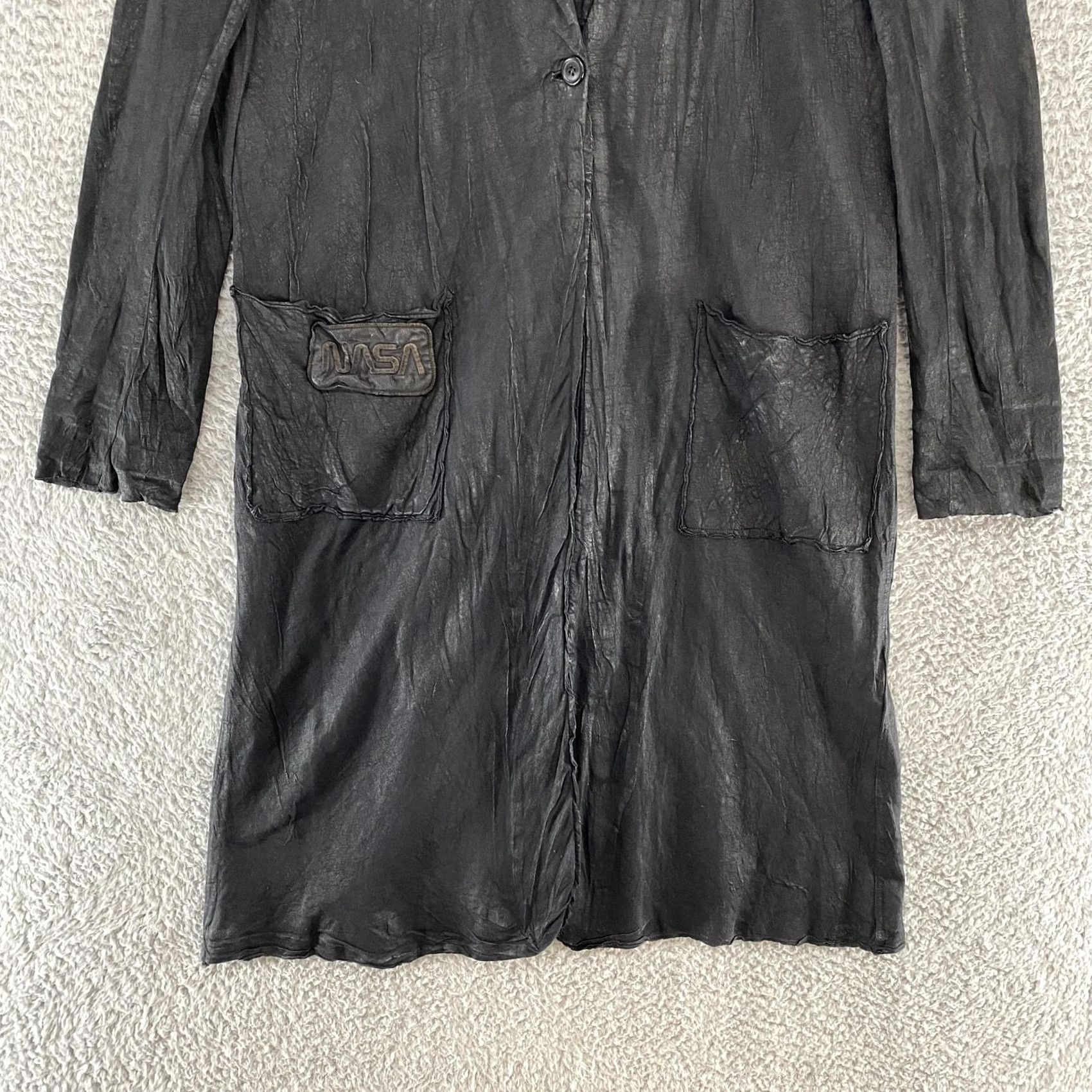 NASA Rundholz Jacket Avant Garde Dip Gloss Coat Womens L/XL NASA Patch Duster Gothic Long Sleeve Black TRENCH Coat Size XL / US 12-14 / IT 48-50 - 3 Thumbnail