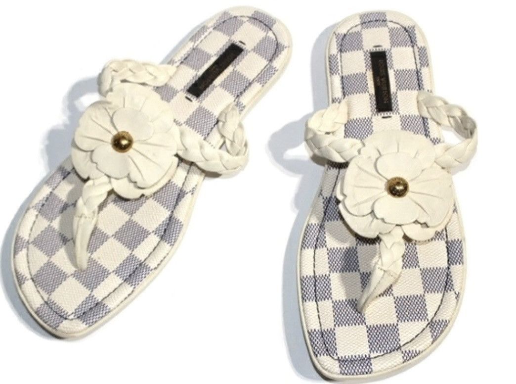 Louis Vuitton Louis Vuitton Sandals Flip Flops Damier Azur Size US 7.5 / IT 37.5 - 1 Thumbnail