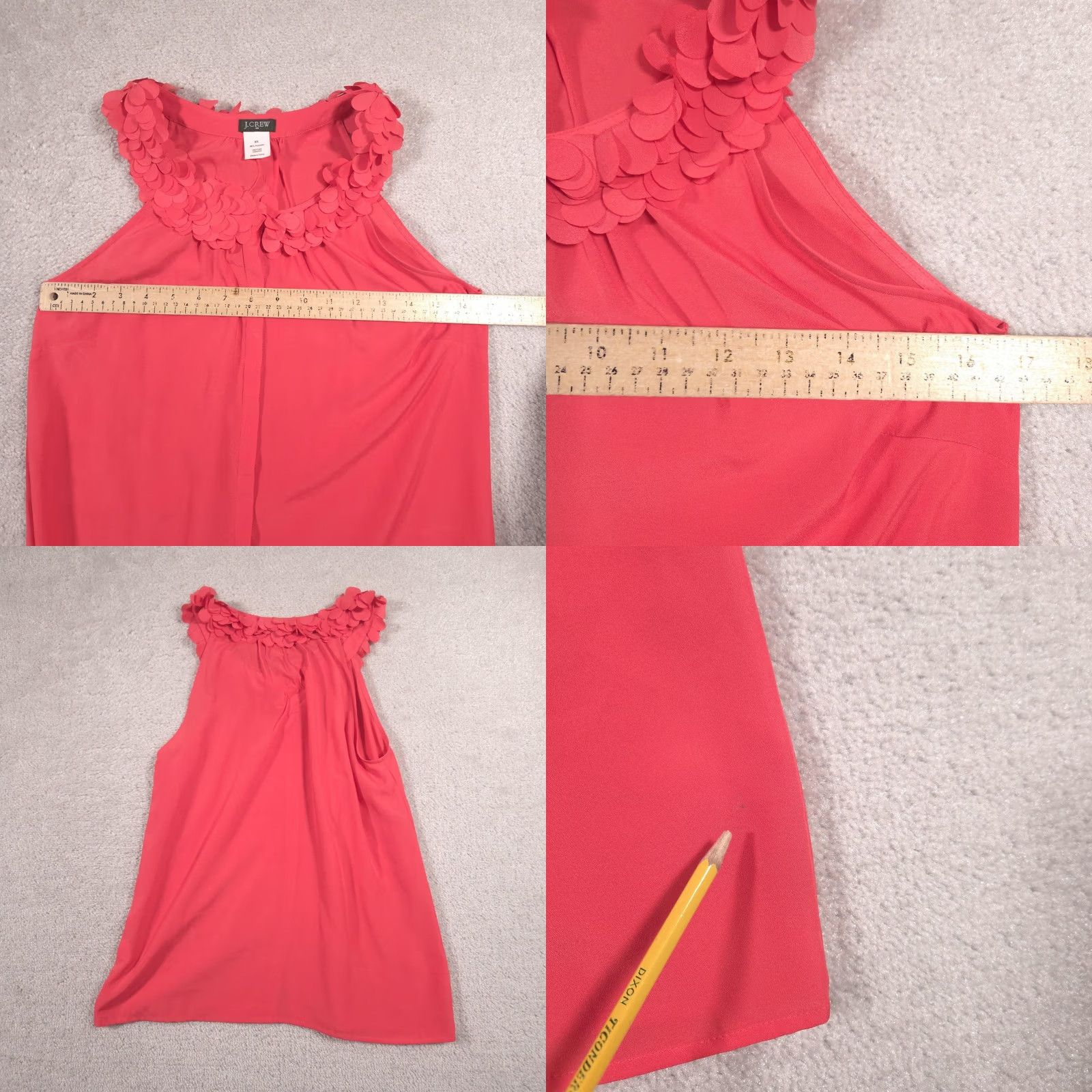 J.Crew J.CREW Tank Top Womens XS Pink Ruffle Scoop Neck Sleeveless Tunic Blouse Size XS / US 0-2 / IT 36-38 - 8 Thumbnail