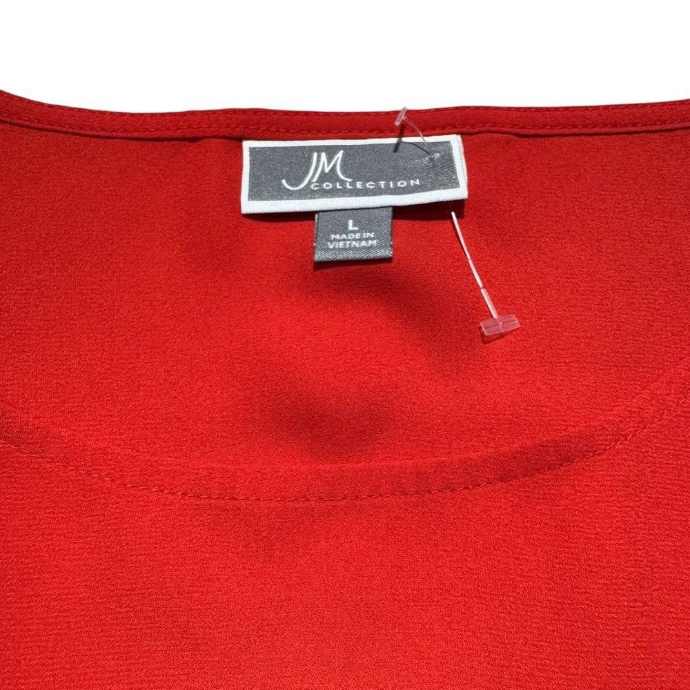 JM Collection JM Collection Red 3/4 Sleeve Blouse Size L Size L / US 10 / IT 46 - 8 Thumbnail