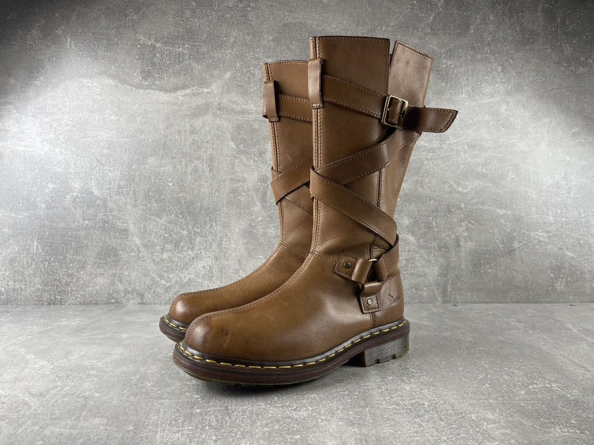 Dr. Martens Dr Martens Brown Leather Tall Buckle Strap Biker Boots Brown Size US 8 / IT 38 - 1 Thumbnail