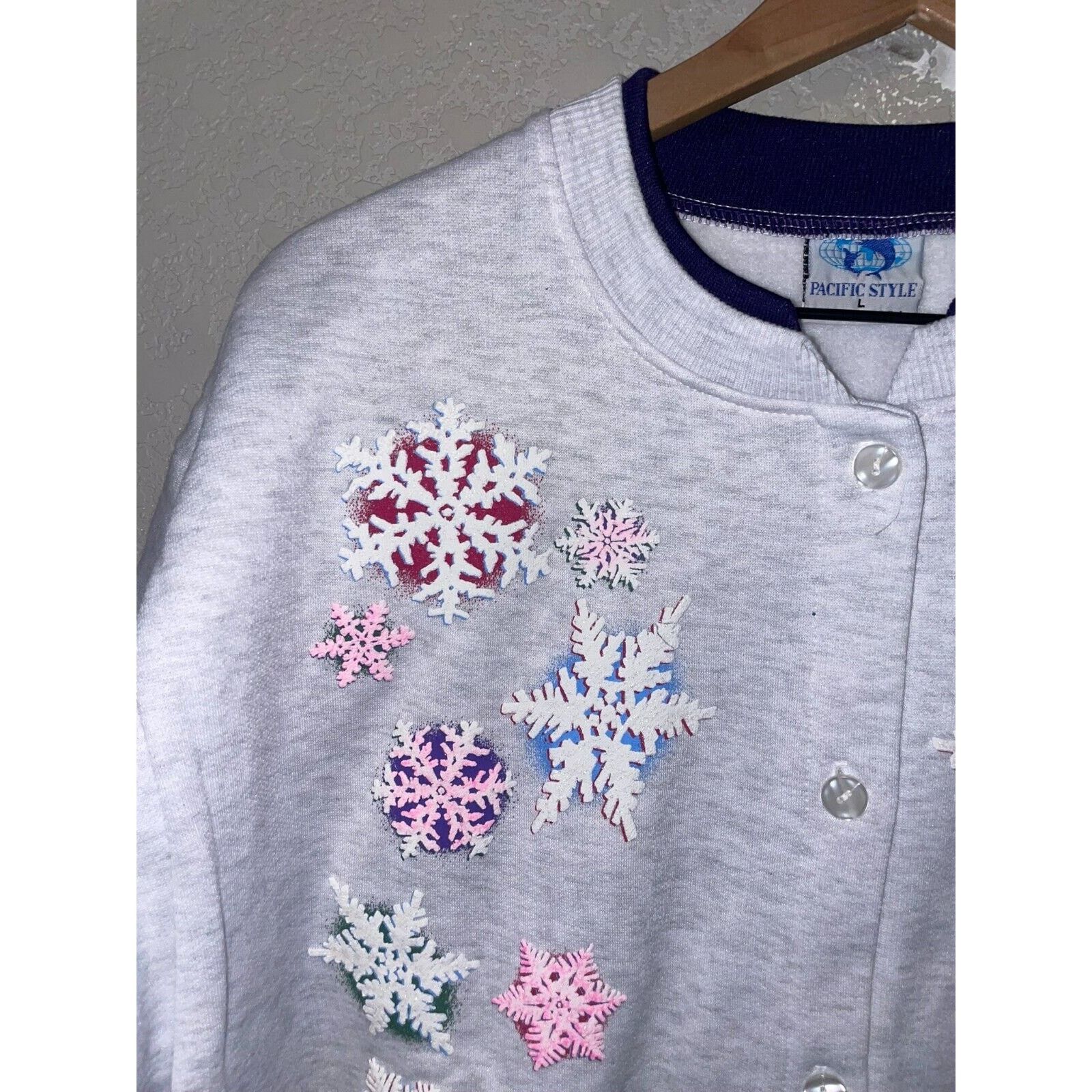 Vintage Vintage Montana Sweater Snowflakes Snow Button Up VTG Large Size US L / EU 52-54 / 3 - 3 Thumbnail