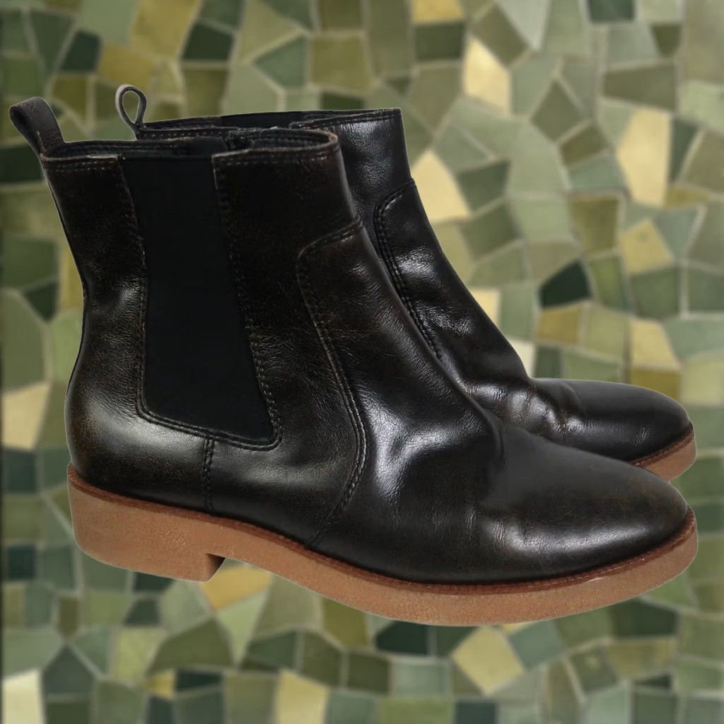 Lucky Brand Lucky Brand Ressy Black Leather Bootie Women 10 Leather Zip Casual Ankle Boots Womens Low Heel Fall Spring Winter Size US 10 / IT 40 - 1 Thumbnail