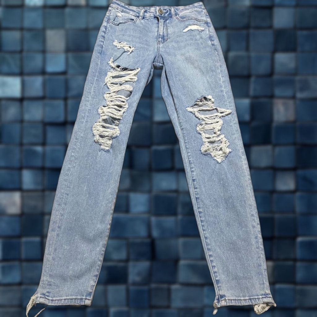 American Eagle Outfitters American Eagle Outfitters Jeans Womens 6 Blue Denim Medium Wash High Rise Jegging Distress Size 28" / US 6 / IT 42 - 1 Thumbnail