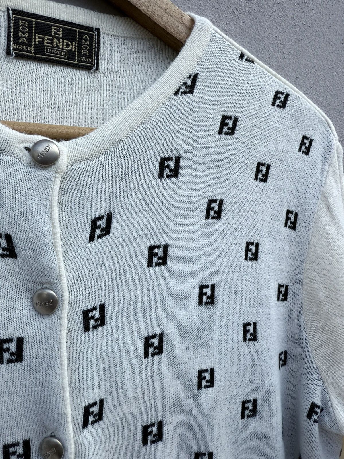 Fendi Vintage FENDI "mare" Monogram Zucca FF Women Cardigan Size M / US 6-8 / IT 42-44 - 5 Thumbnail