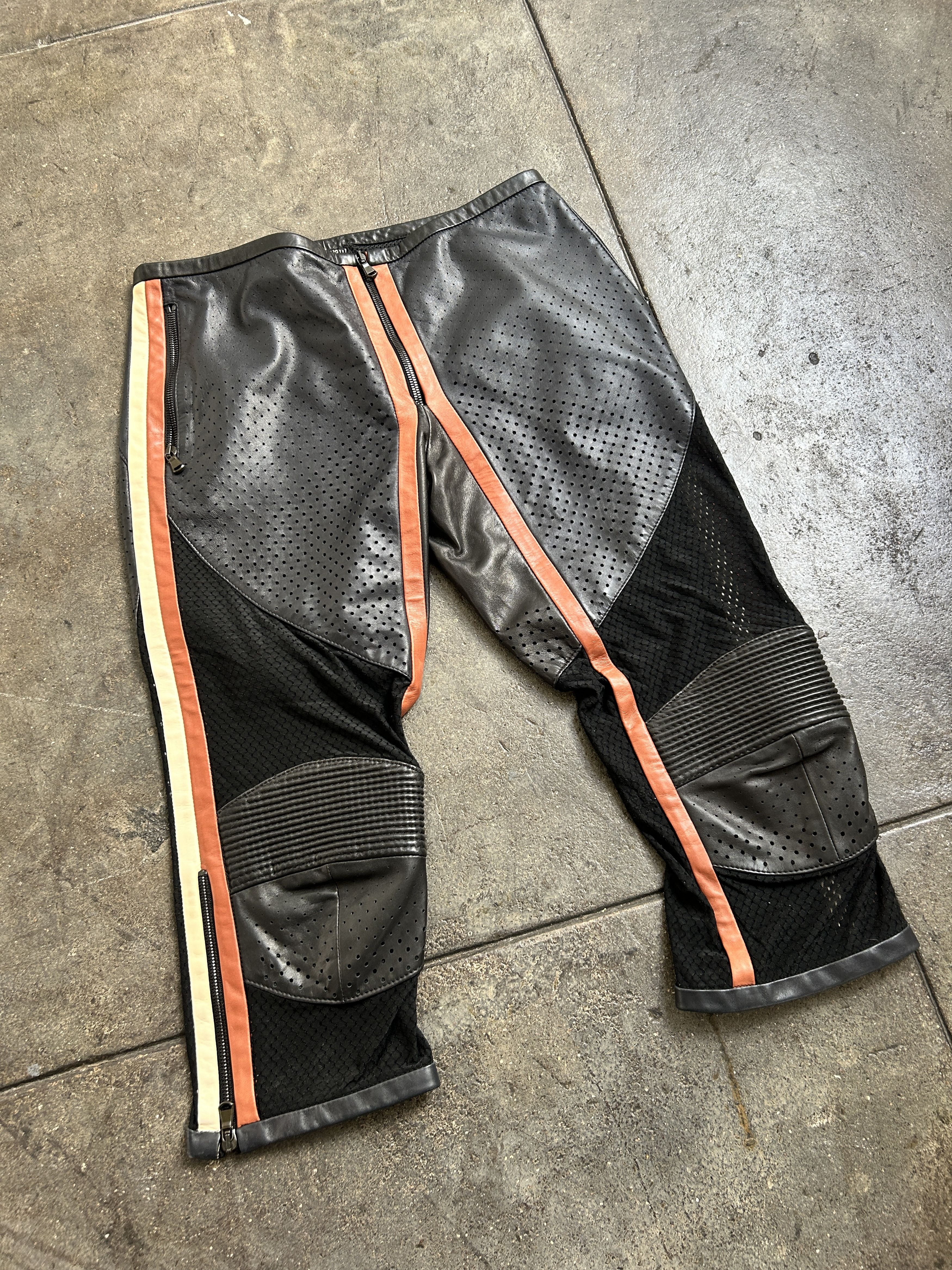 Jean Paul Gaultier Brand New Vintage JPG Sheep Leather & Mesh Biker Shorts Size 27" / US 4 / IT 40 - 3 Thumbnail