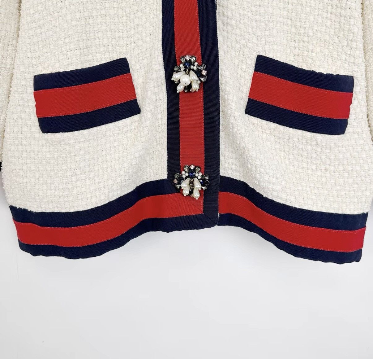 Gucci Gucci Contrast Panel Pearl Button Tweed Knit Cardigan K12 Size XS / US 0-2 / IT 36-38 - 6 Thumbnail