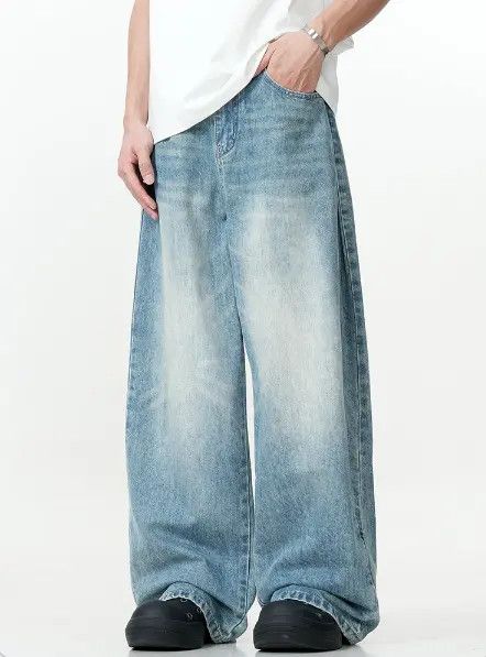 Japanese Brand American retro washed all-match loose casual jeans for men Size US 32 / EU 48 - 3 Thumbnail