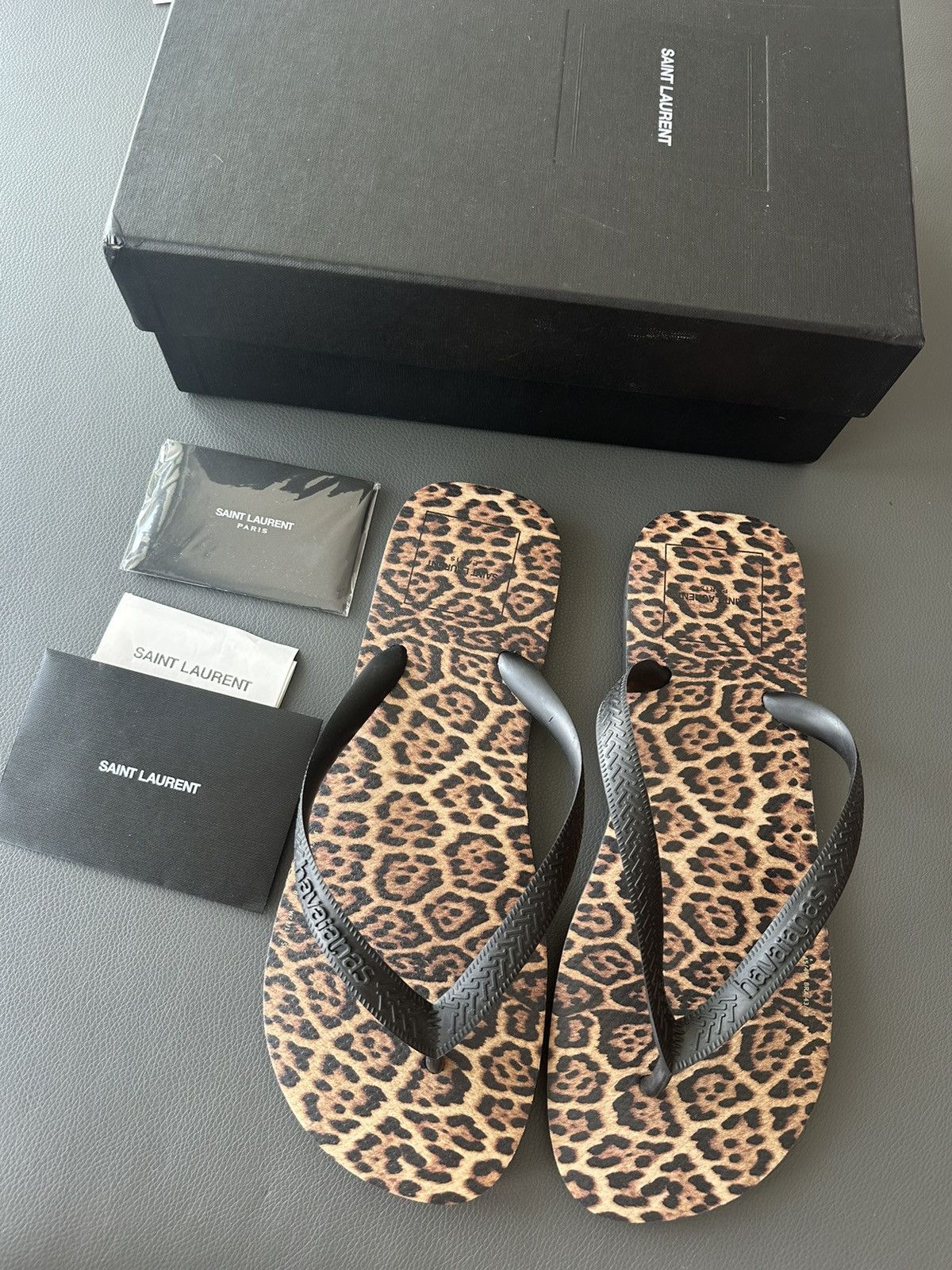 Saint Laurent Paris Brand New Limited Edition Leopard Rubber Sandal Slides Size US 11.5 / EU 44-45 - 2 Thumbnail