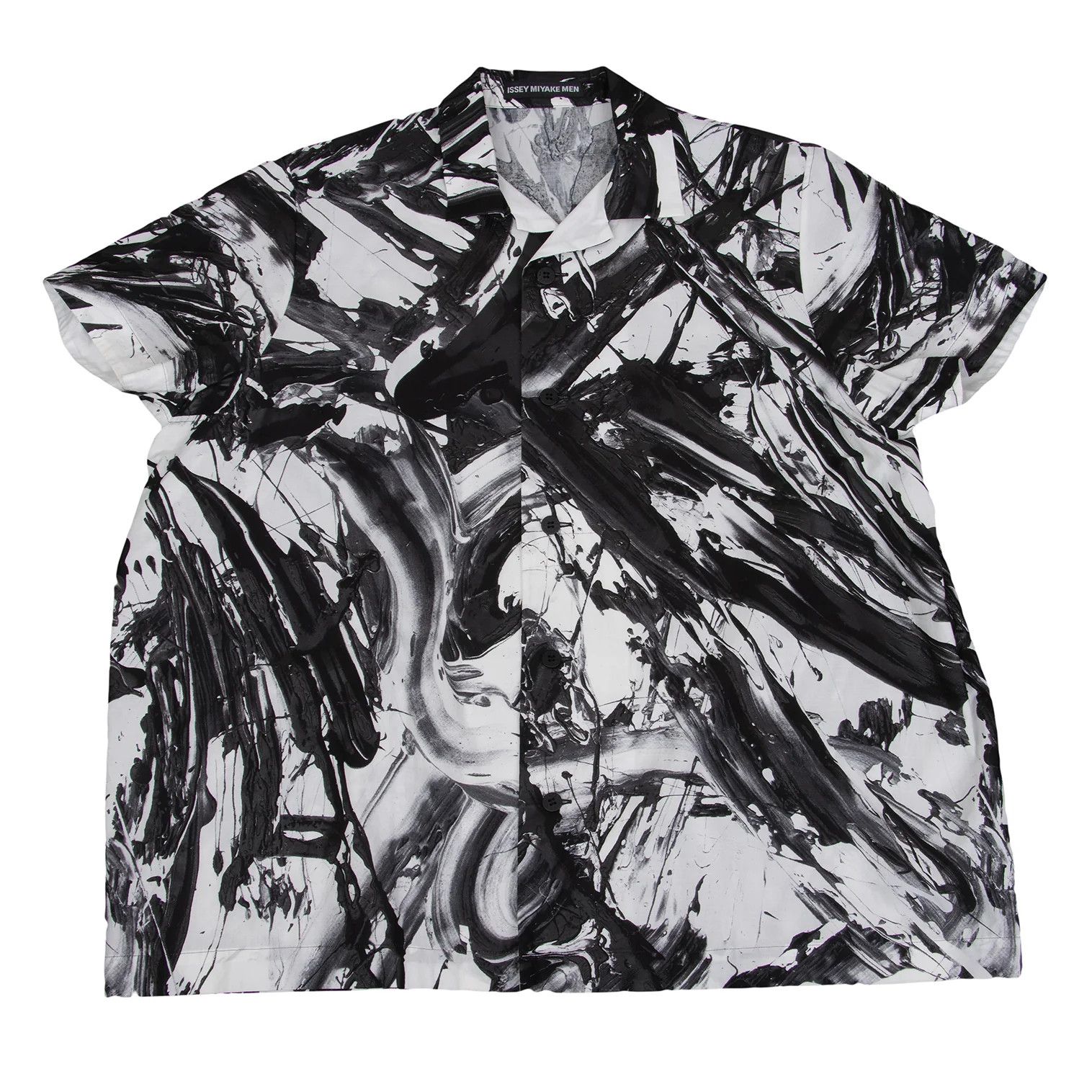 Issey Miyake Cotton Paint Design Short Sleeve Shirt in Black and White Size US S / EU 44-46 / 1 - 1 Thumbnail