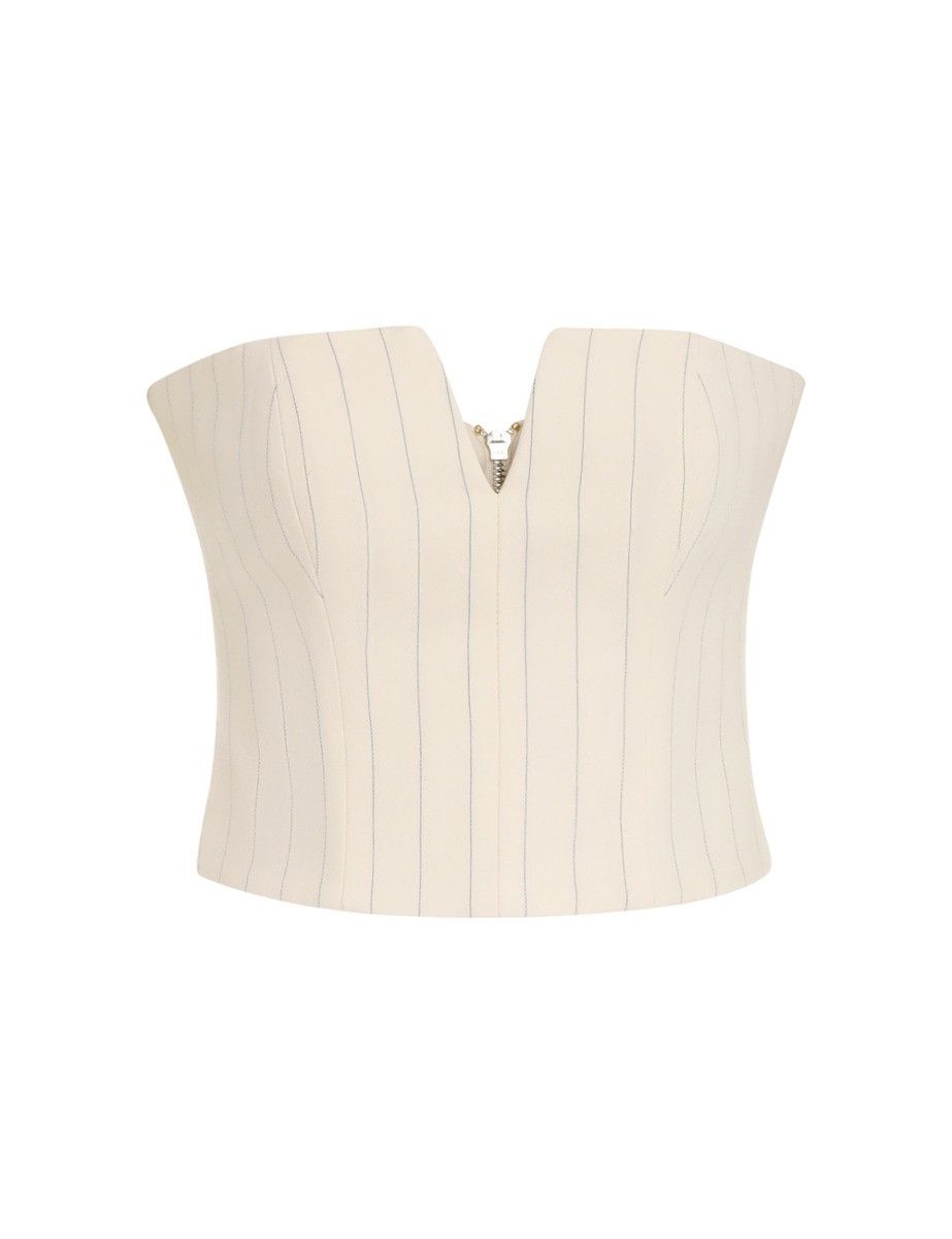 Zimmermann oc11z0225 Luminosity Pinstripe Bustier in Ivory Size L / US 10 / IT 46 - 1 Thumbnail