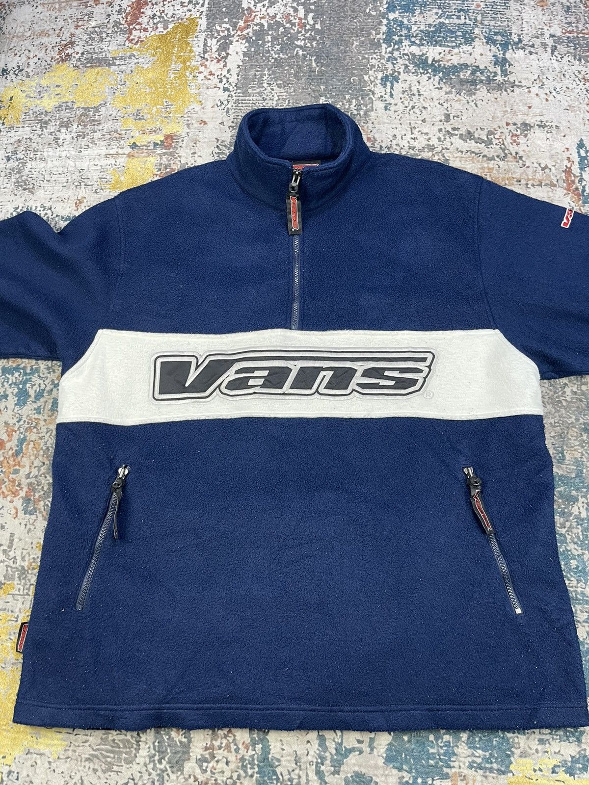 Vans Vtg 90s Vans USA Big Logo Half Zipper Pull Over Size US L / EU 52-54 / 3 - 2 Thumbnail