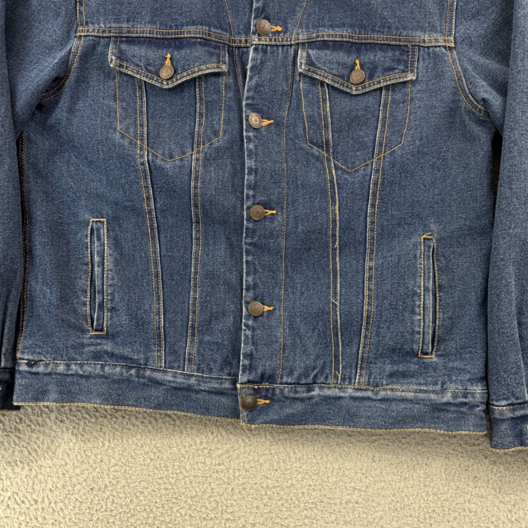 Denime C.E. Schmidt Jacket Mens Large Blue Workwear Denim Sherpa Lined Trucker Jean Size US 33 - 2 Thumbnail