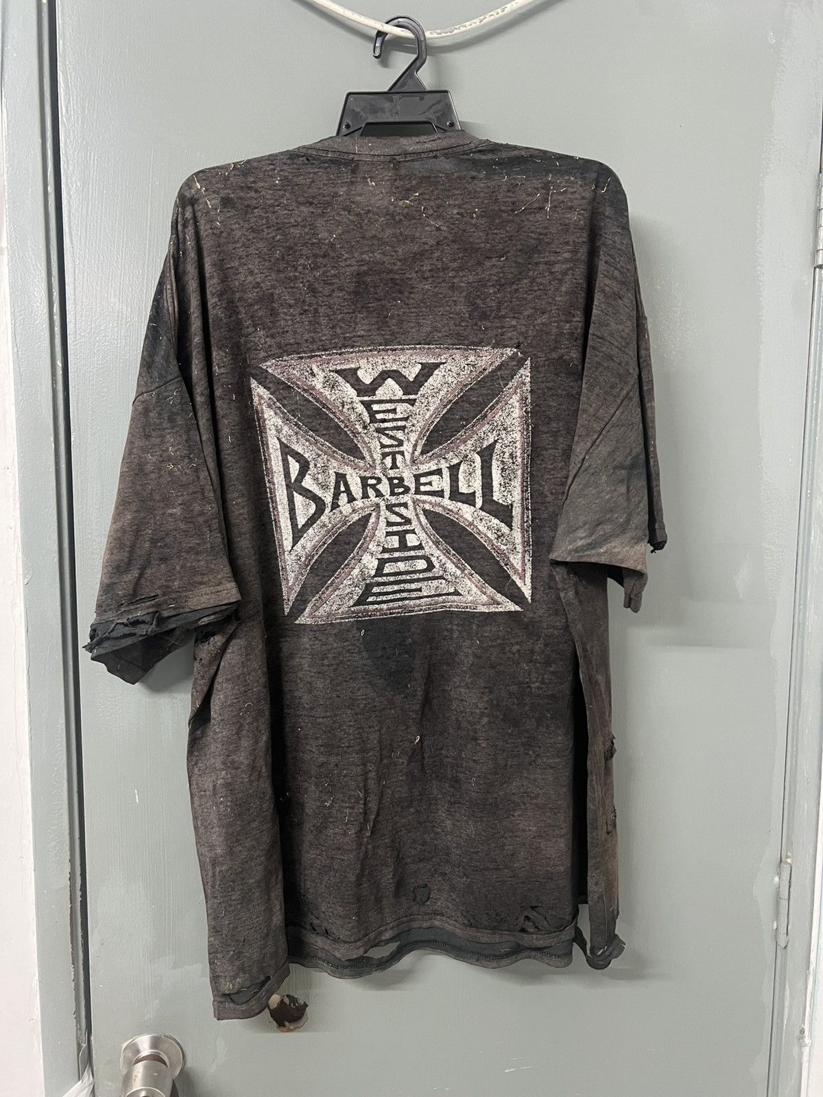 Vintage THRASHED FADED WEST BARBELL SIDE DISTRESSED BAND ERD GRUNGE Size US XXL / EU 58 / 5 - 3 Thumbnail