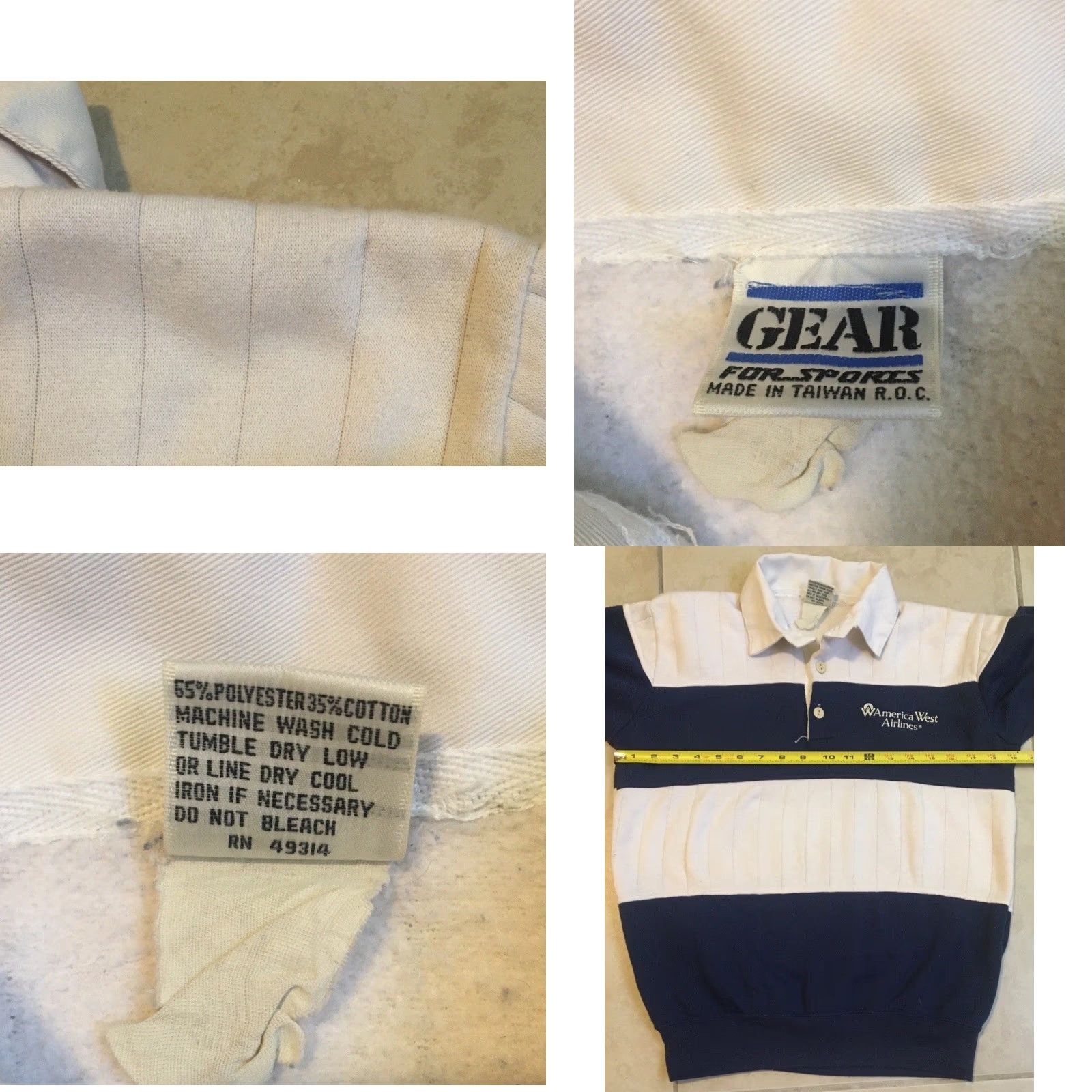 VINTAGE 90s America West Airlines Faded Colorblock Sweatshirt XS Airport Grunge 80s