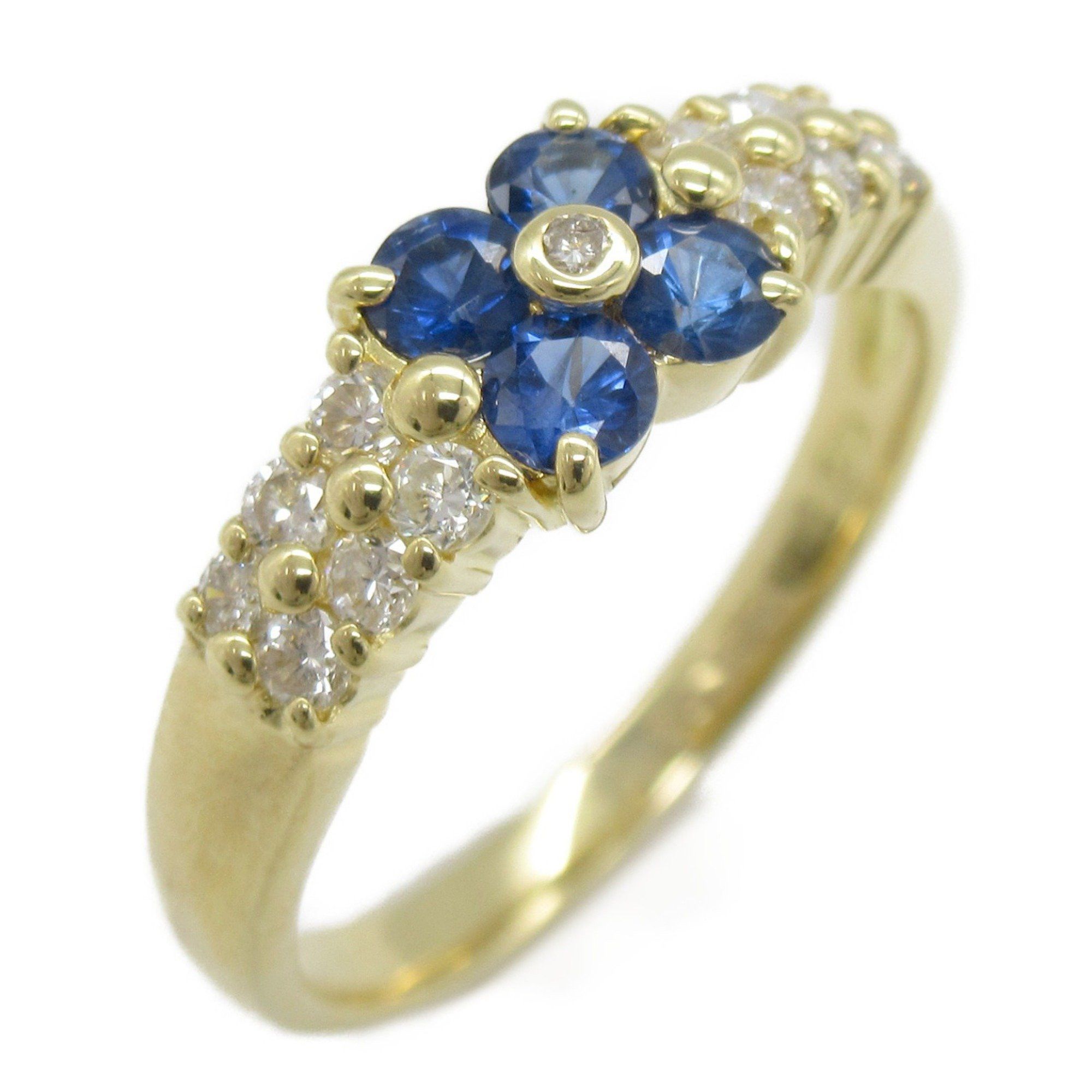 image of Jewelry Sapphire Diamond Ring Ring Blue K18 (Yellow Gold) Sapphire Blue, Women's