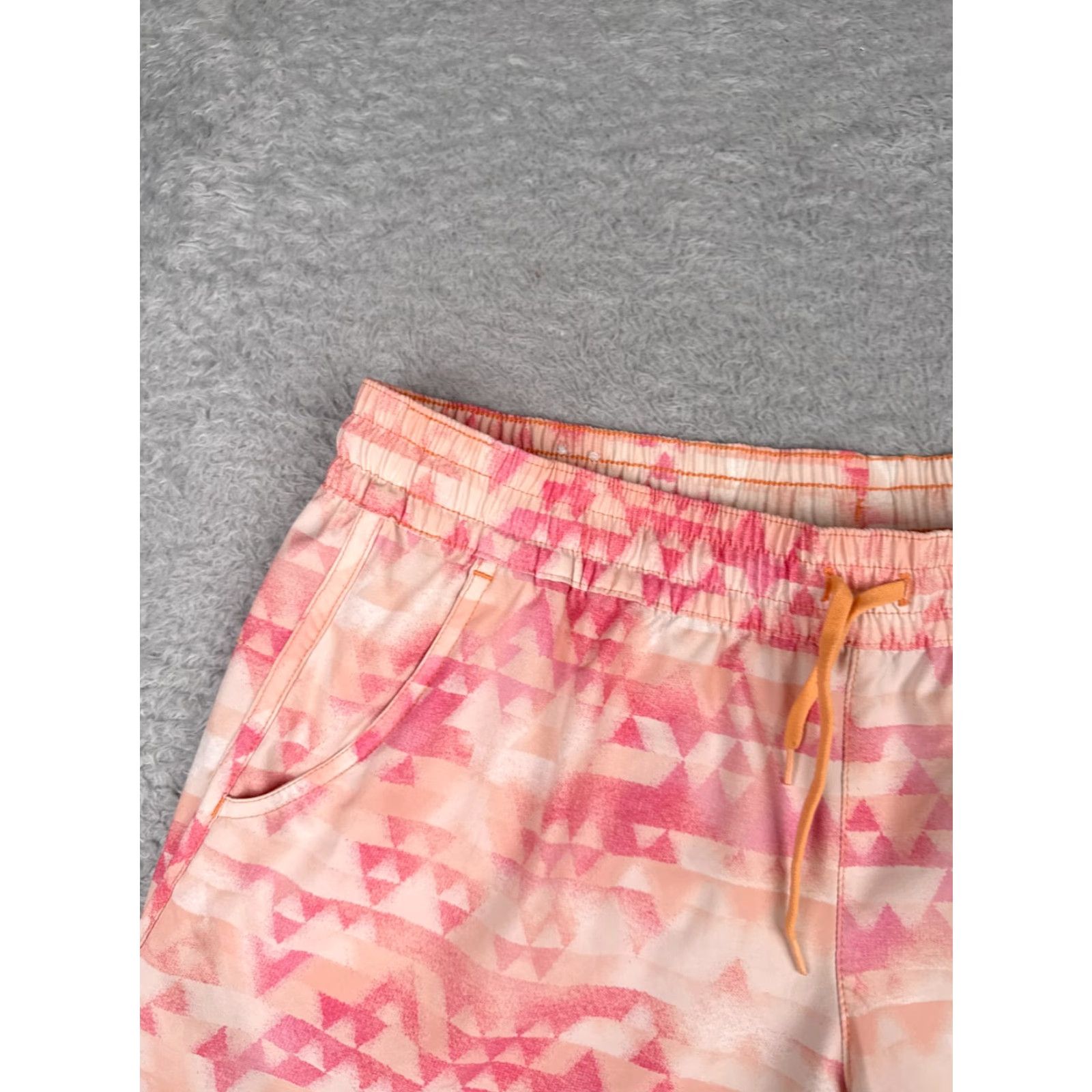 Pinko Columbia Shorts Women Large Pink Orange Triangle Pattern Sweat Run Gym Polyester Size 36" / US 14 / IT 50 - 4 Thumbnail