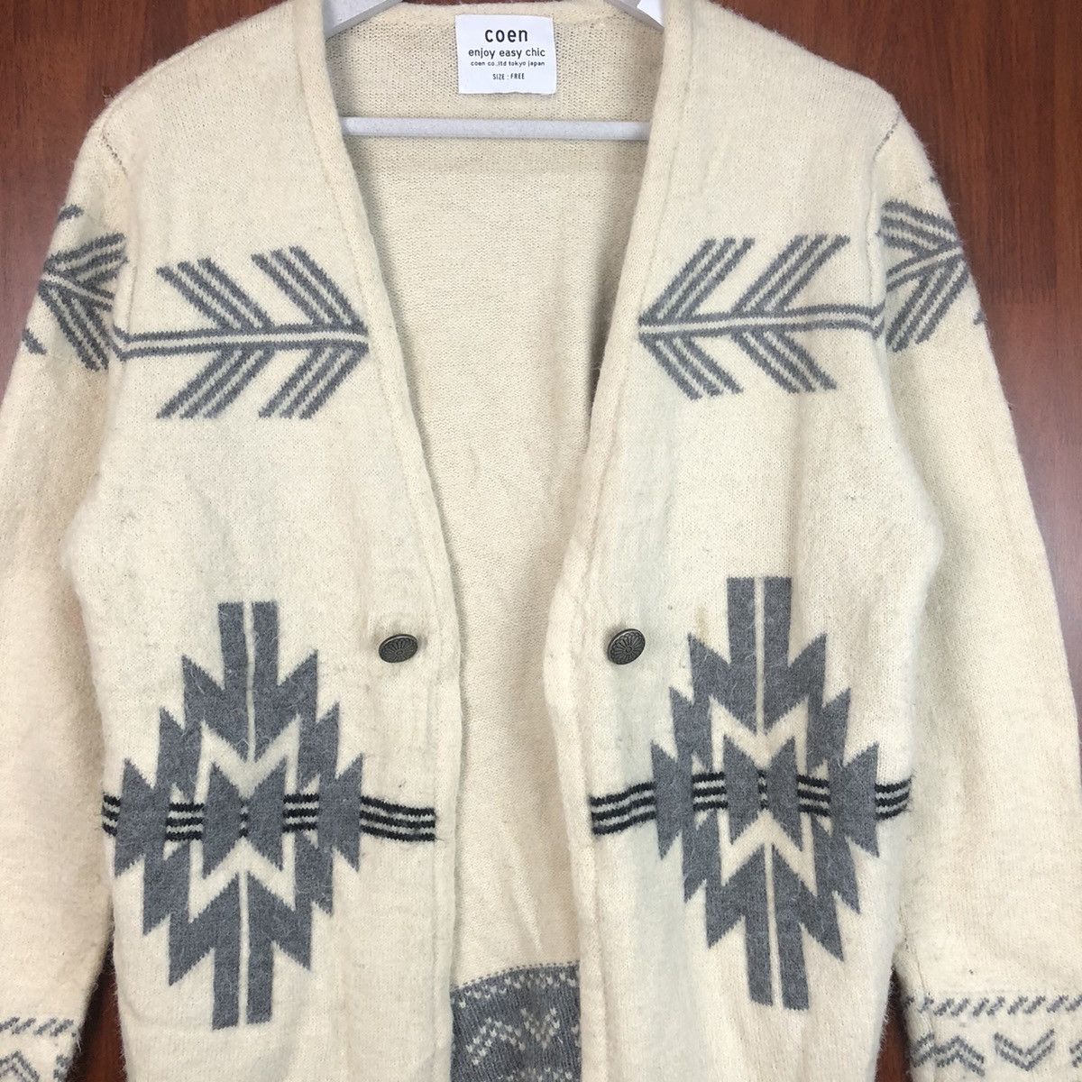 Homespun Knitwear × Japanese Brand Coen Enjoy Easy Chic Brown navajo Cardigan #7488 Size US L / EU 52-54 / 3 - 5 Thumbnail