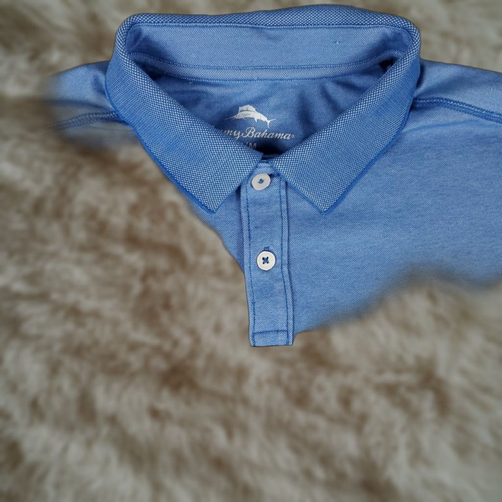 Tommy Bahama Tommy Bahama Polo Shirt Mens Medium Blue Casual Short Sleeve Woven Cotton Size US M / EU 48-50 / 2 - 1 Thumbnail