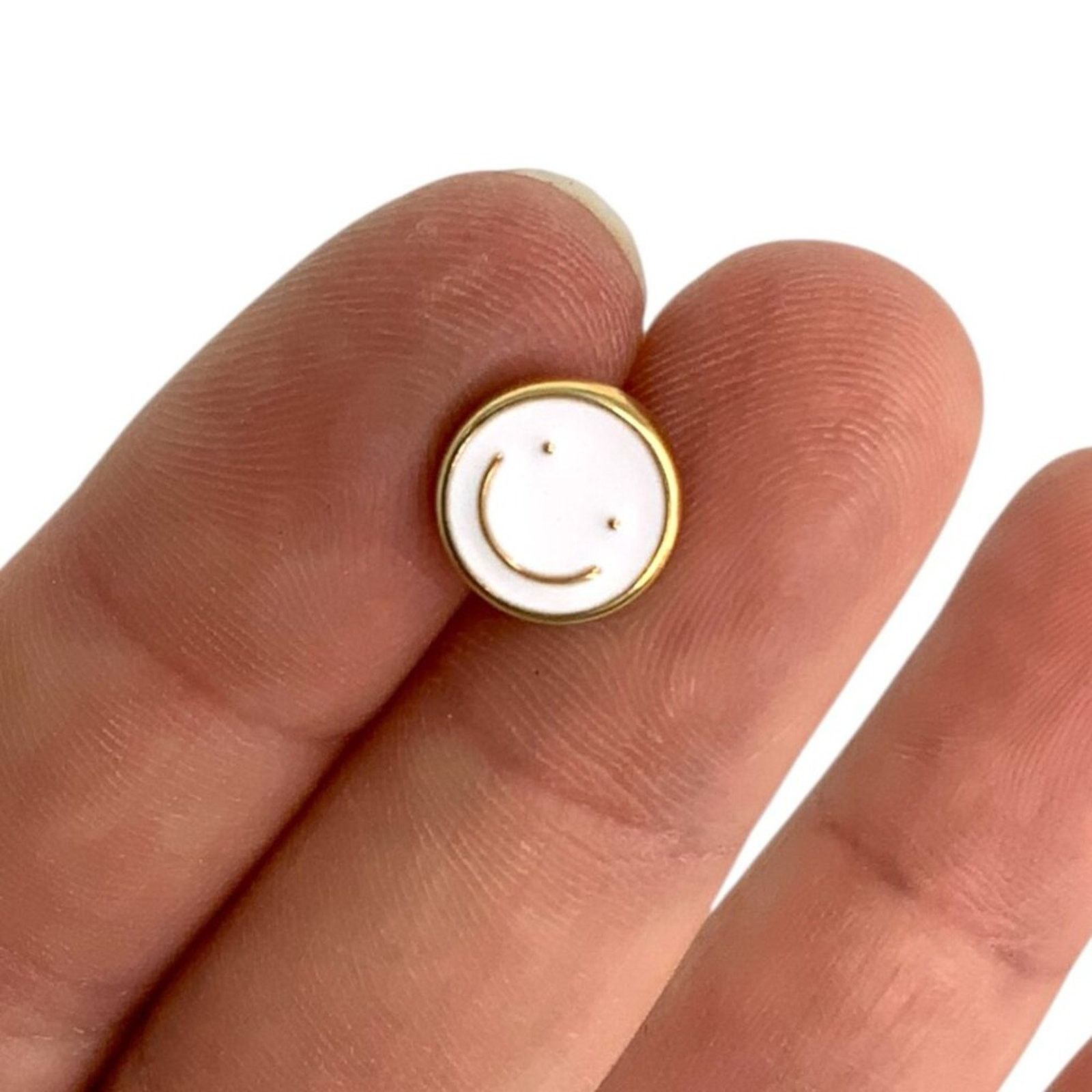 Other Smiley Face Lapel Pin White Gold Tone Size ONE SIZE - 2 Thumbnail
