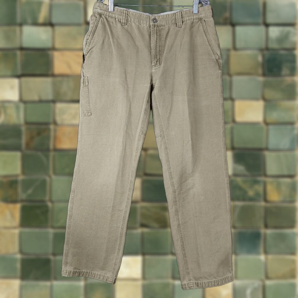 Vintage Columbia Mens Carpenter Pants Size 34x31 Beige Straight Size US 34 / EU 50 - 1 Thumbnail