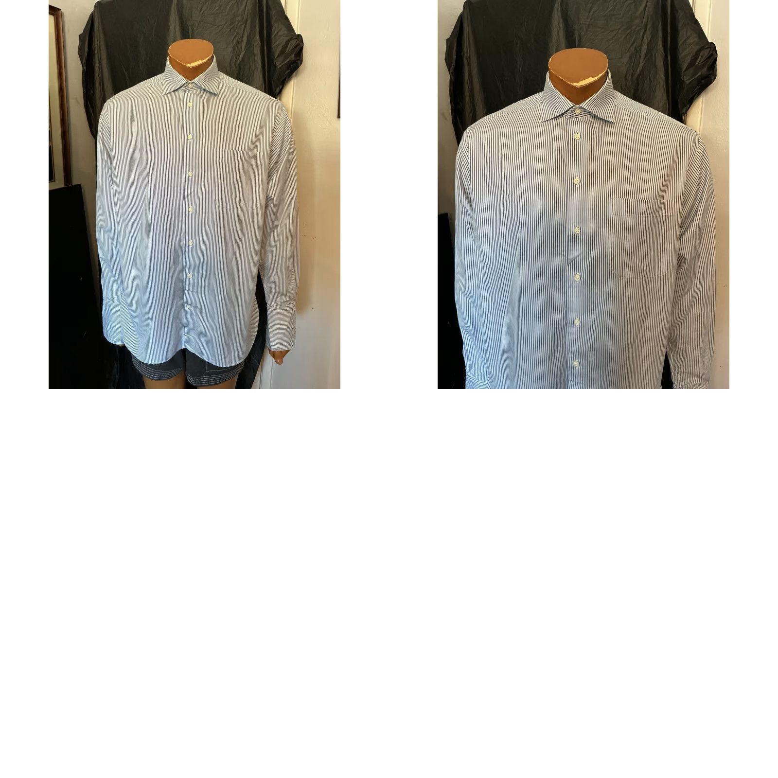 Armani VINTAGE Armani Collezioni Dress Shirt Long Sleeve Button Blue Striped Sz.L Mens Size 42R - 9 Thumbnail