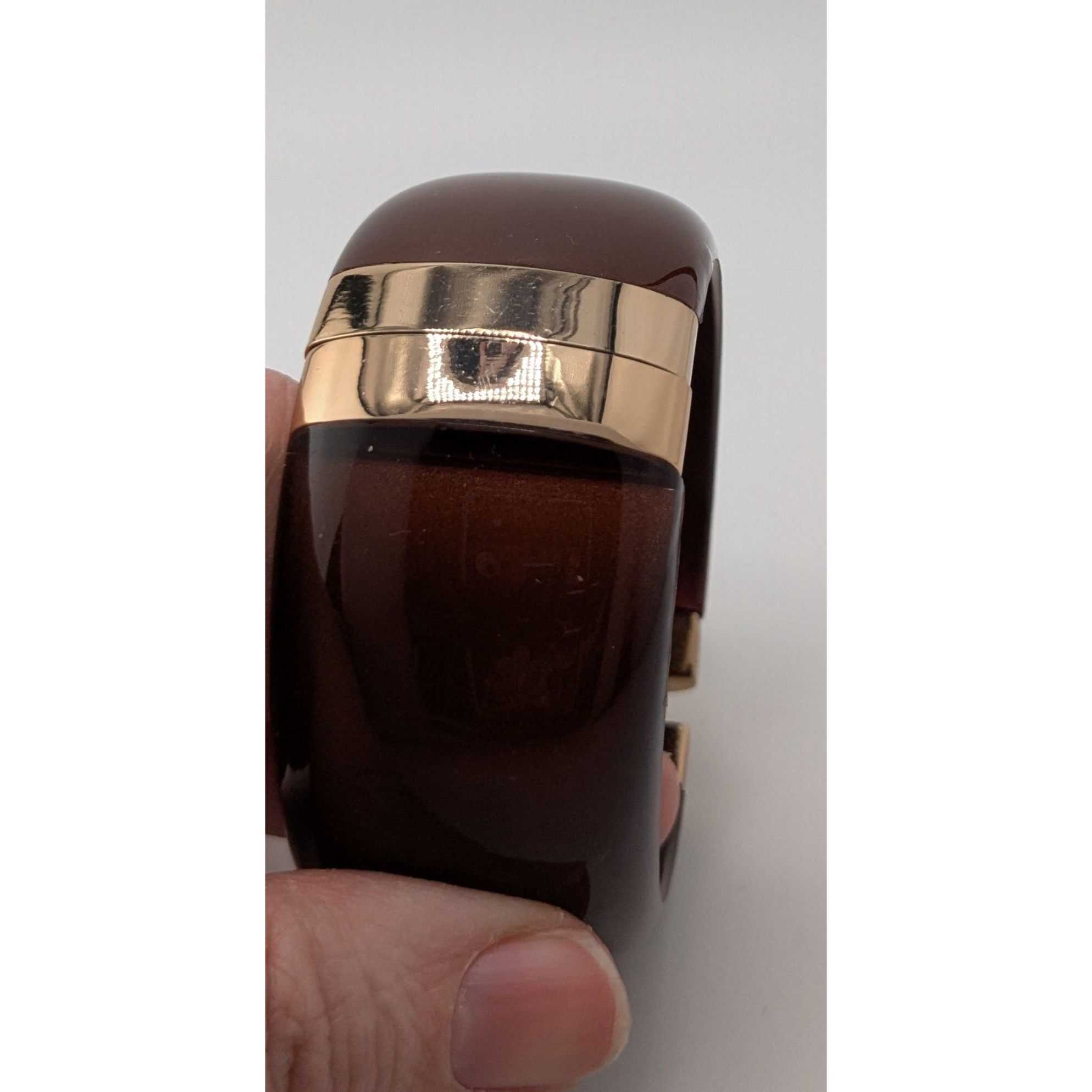 Other Hinged Brown Resin Bangle Bracelet With Gold-Tone Accents Size ONE SIZE - 10 Thumbnail