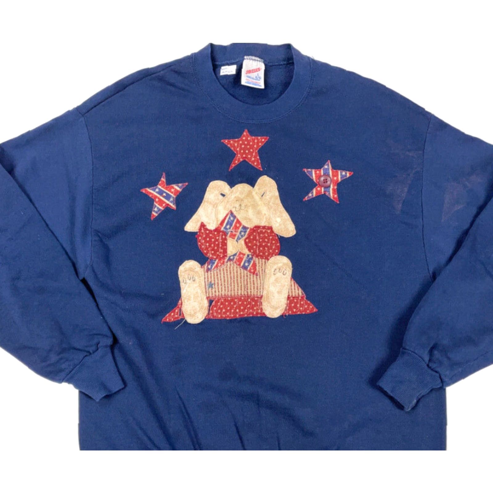 Jerzees VINTAGE Jerzees 90s Bunny Stars Sweatshirt Adult Large Blue Graphic Pullover Womens Size L / US 10 / IT 46 - 3 Thumbnail