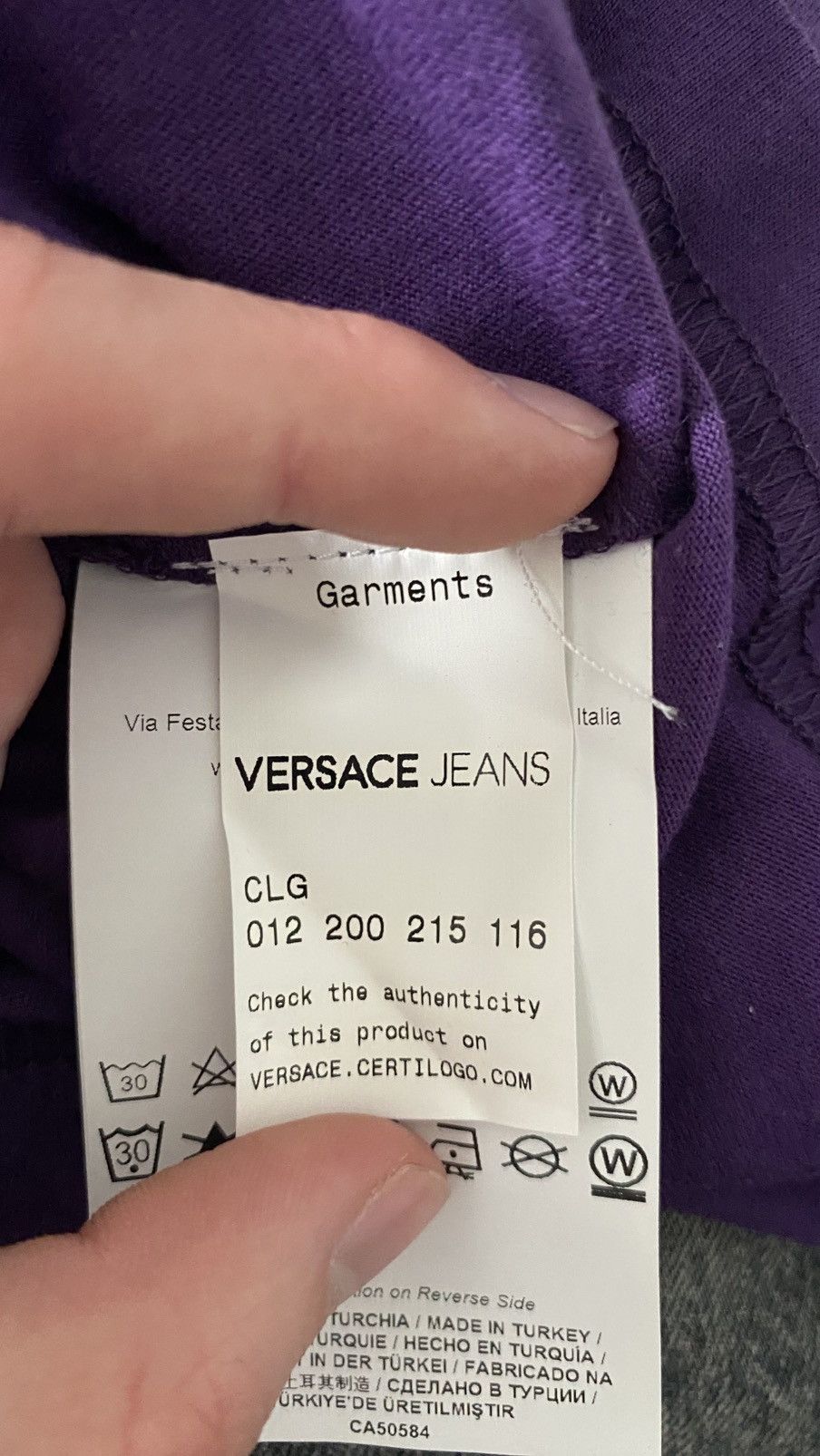 Versace Jeans Couture Versace Jeans Archival Purple Border Geometric T-Shirt M Size US M / EU 48-50 / 2 - 3 Thumbnail