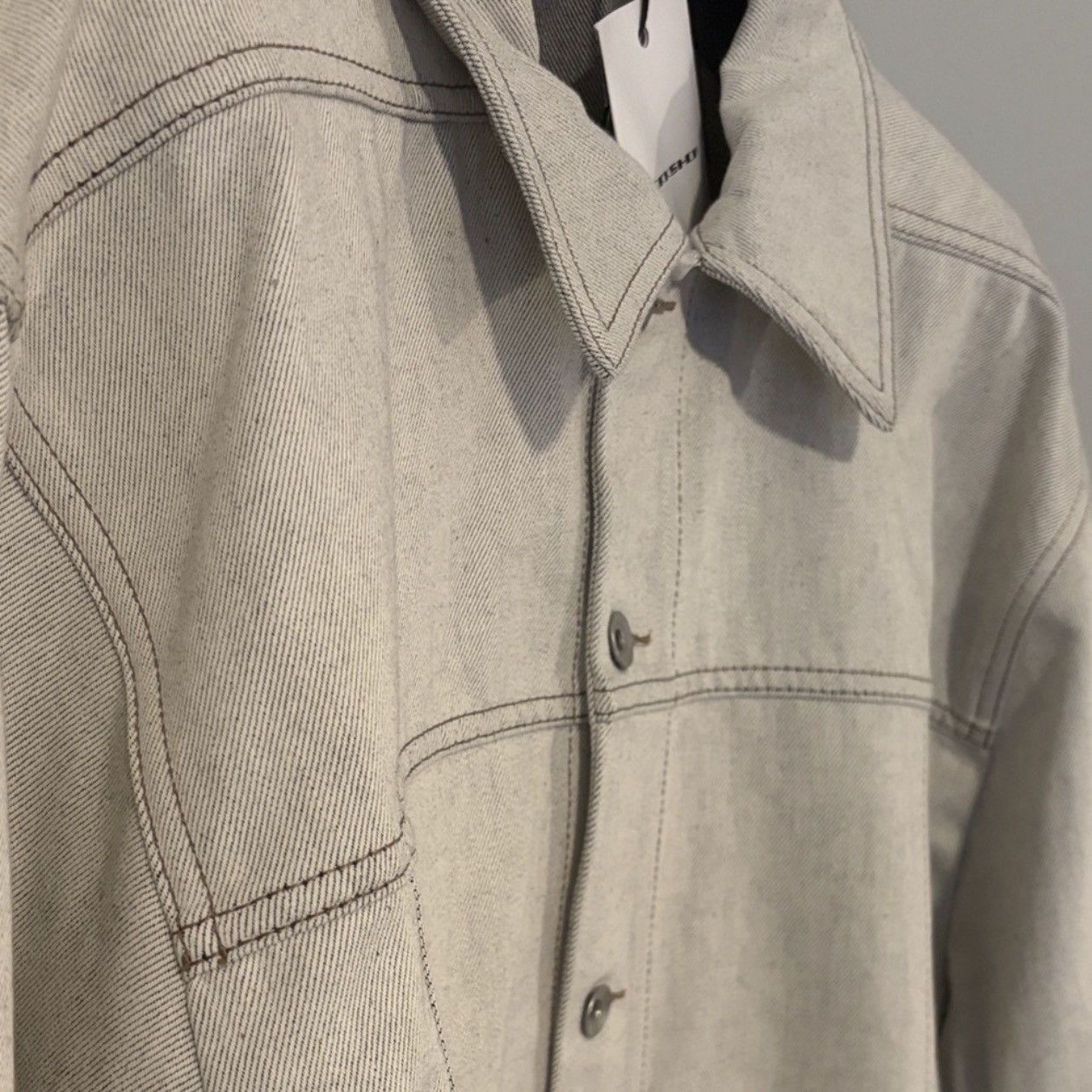Rick Owens Drkshdw Rick Owens DRKSHDW Jumbo Worker Milk Melange Denim Jacket Size US XL / EU 56 / 4 - 4 Thumbnail